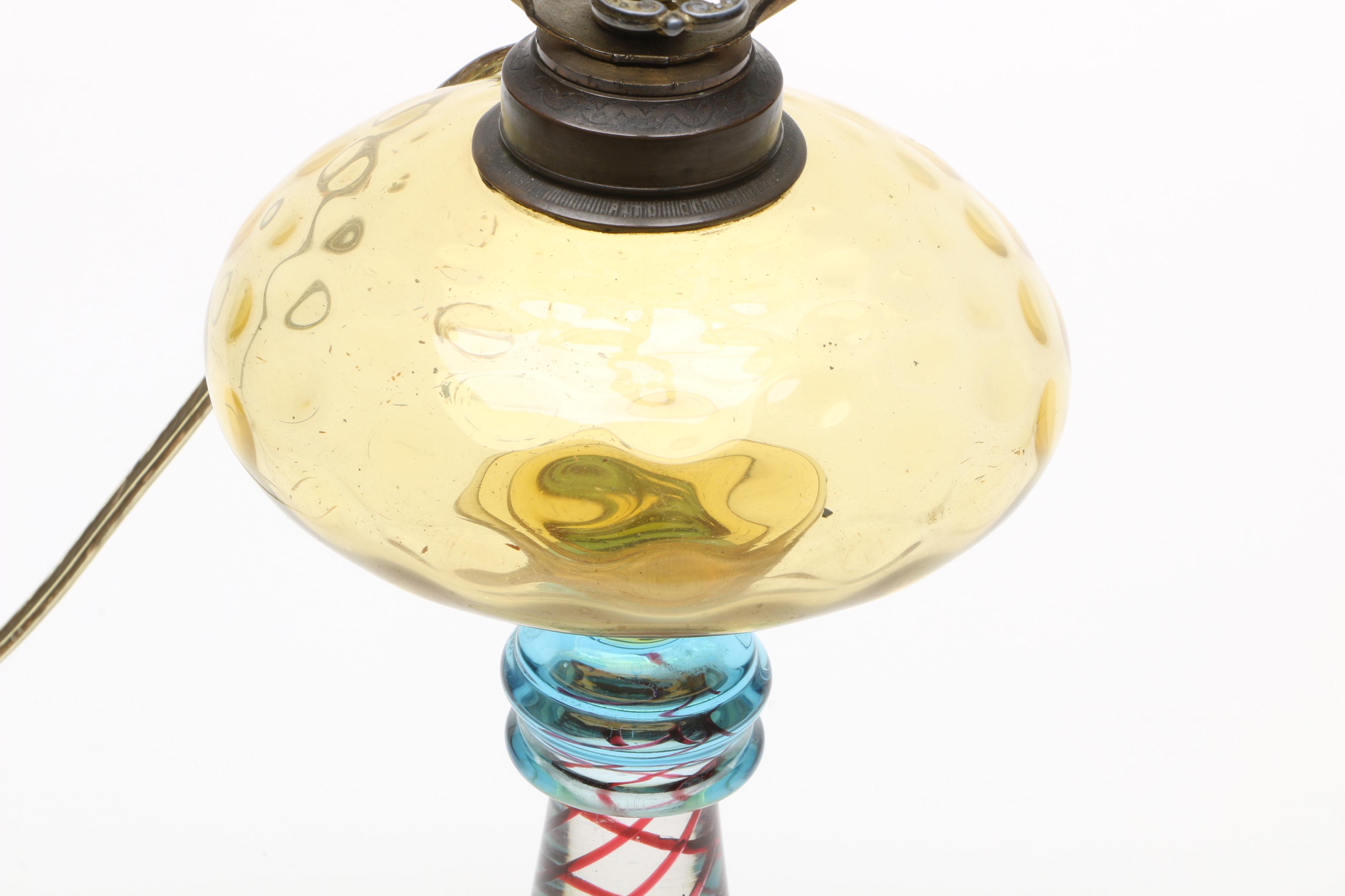 Antique Coin Dot Multicolored Glass Table Lamp