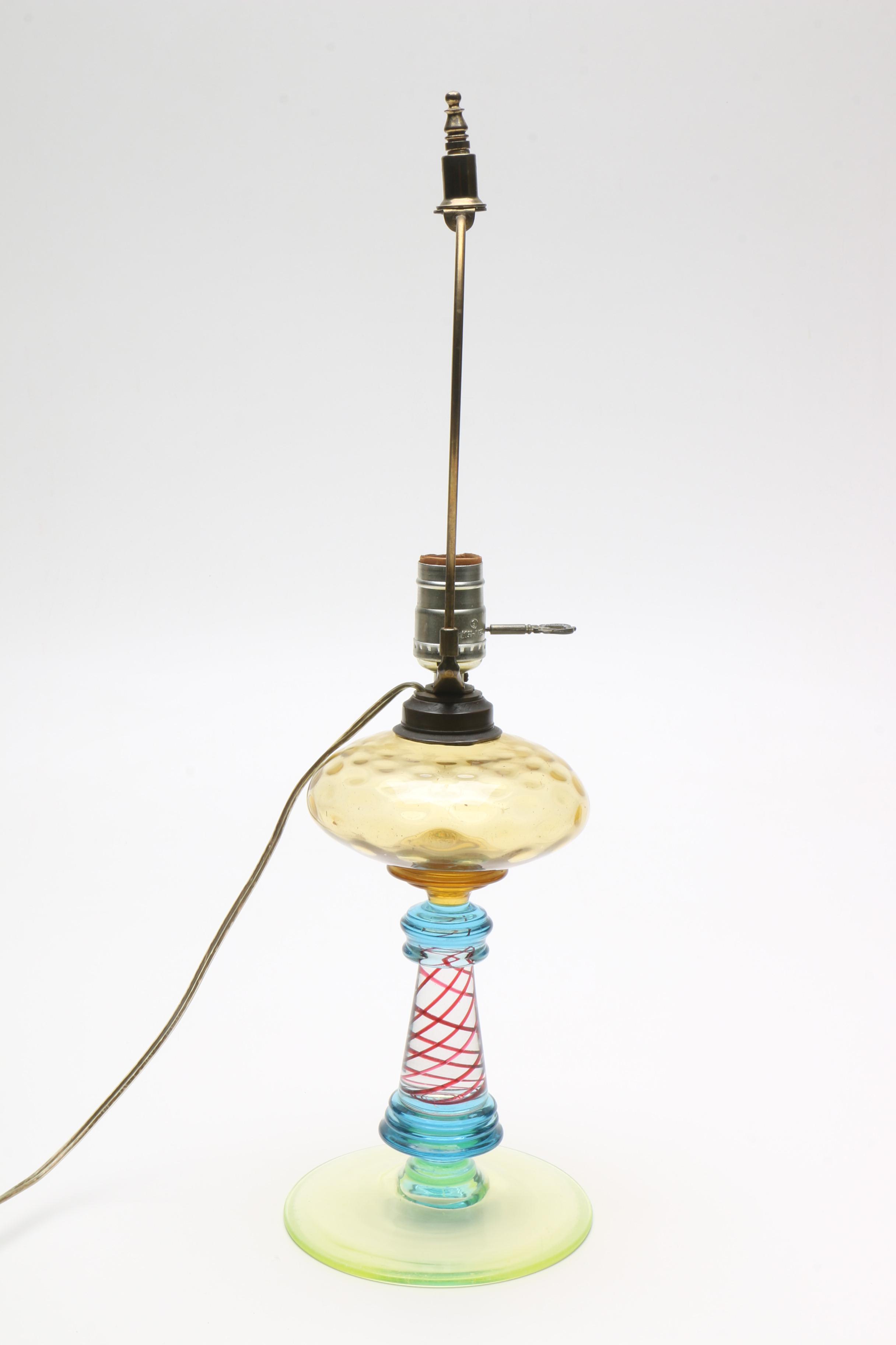 Antique Coin Dot Multicolored Glass Table Lamp