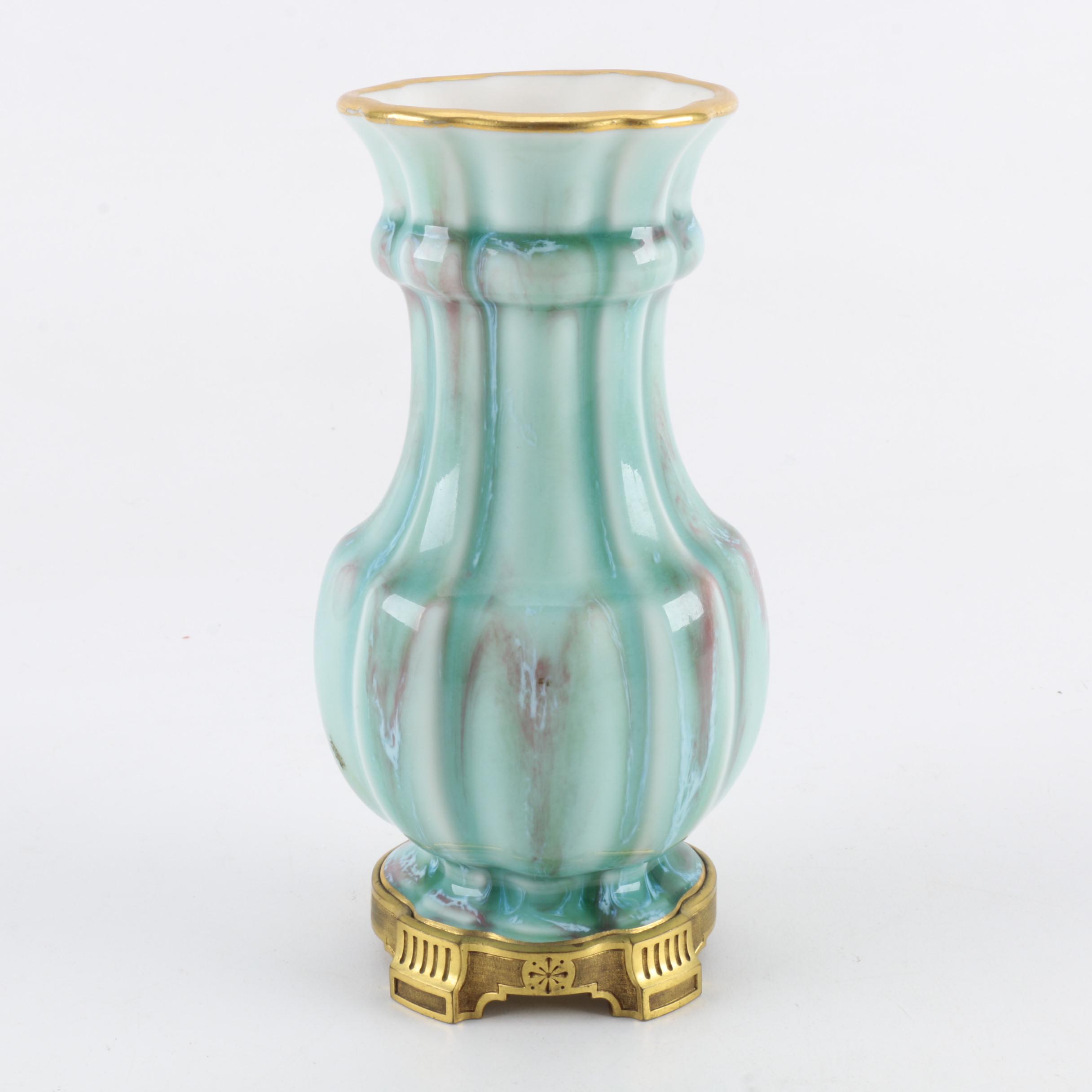 19th Century Doré a Sevres Vase and Art Glass Tableware