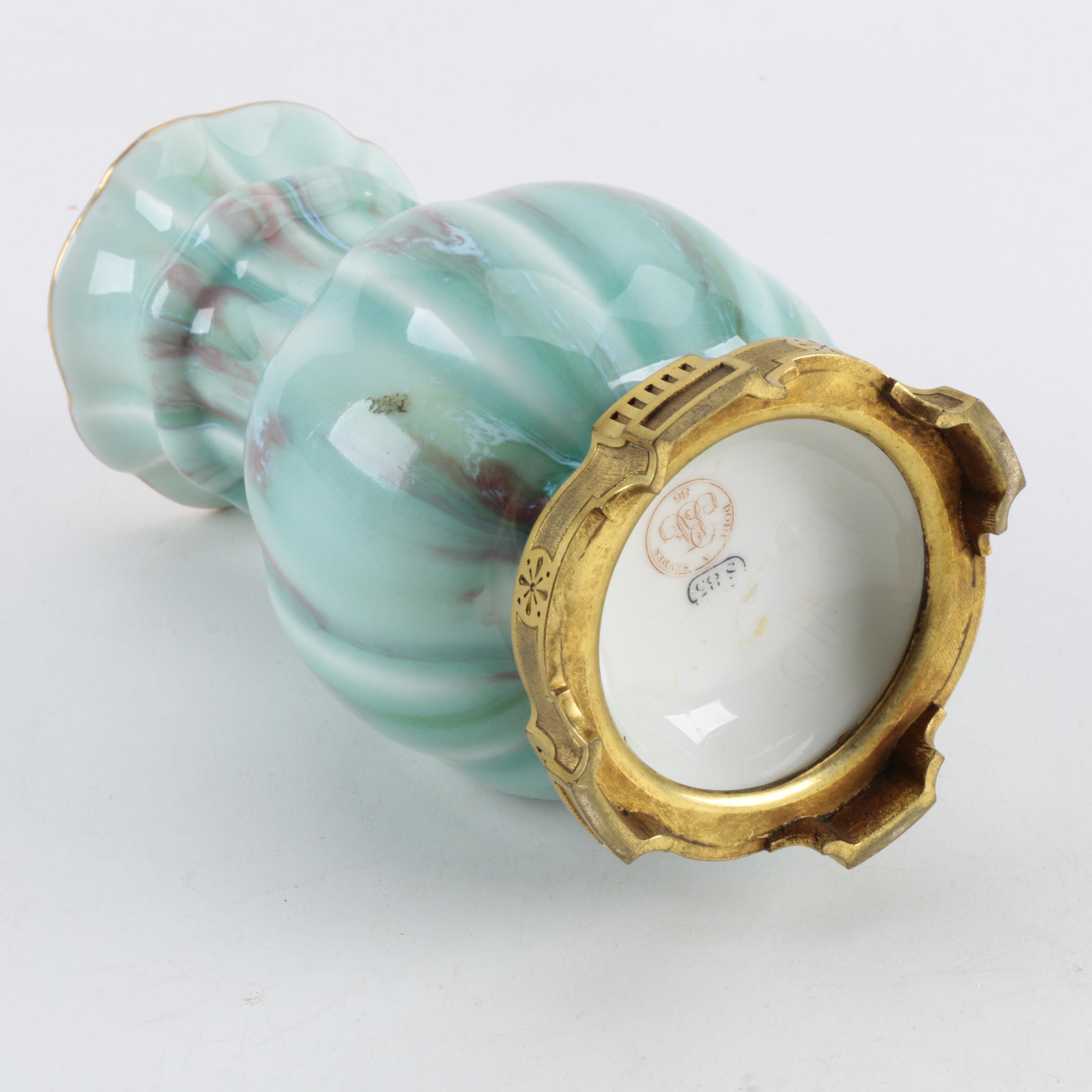 19th Century Doré a Sevres Vase and Art Glass Tableware