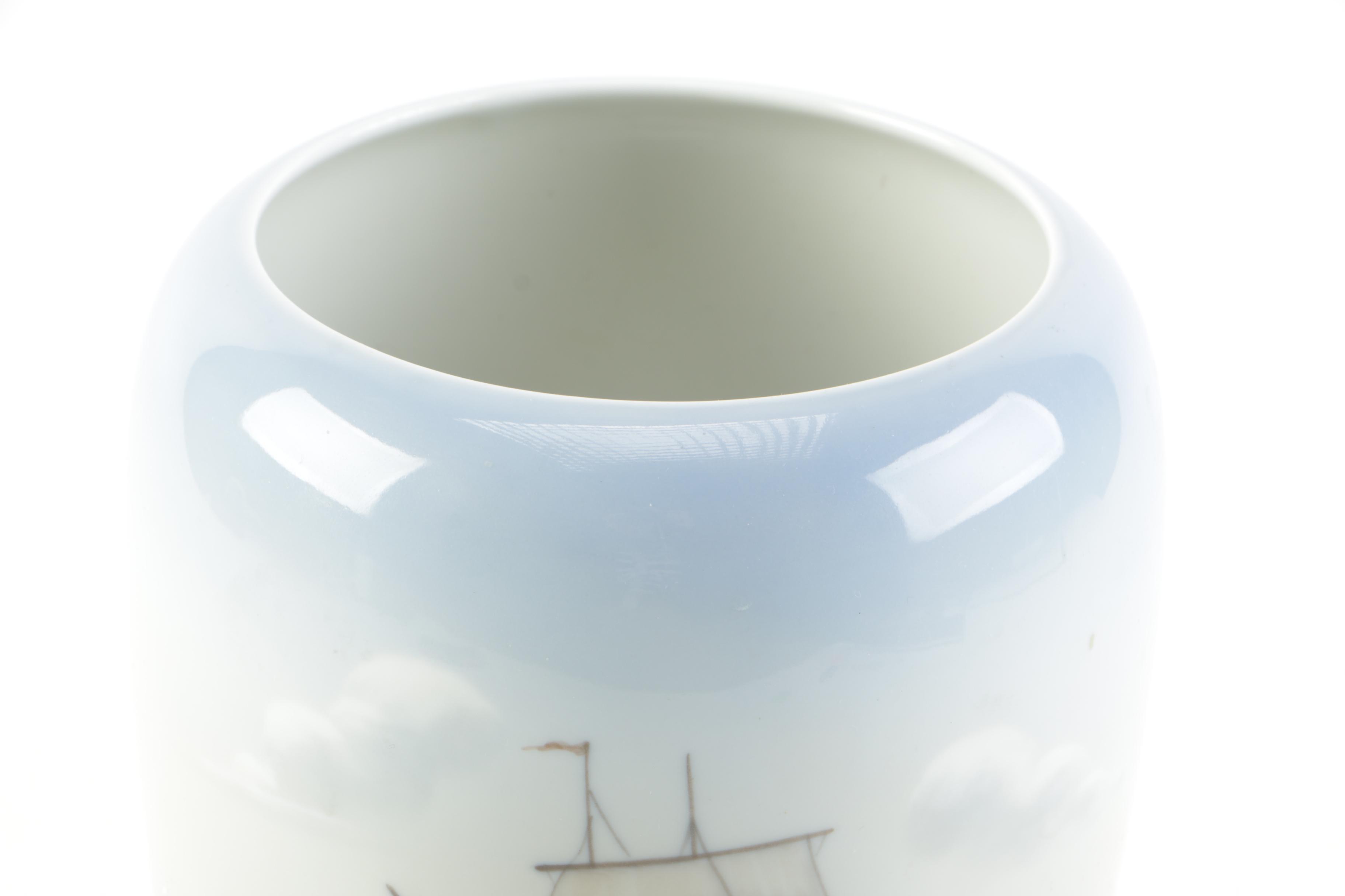 Big and Grøndahl Porcelain Sailing Ships Vase