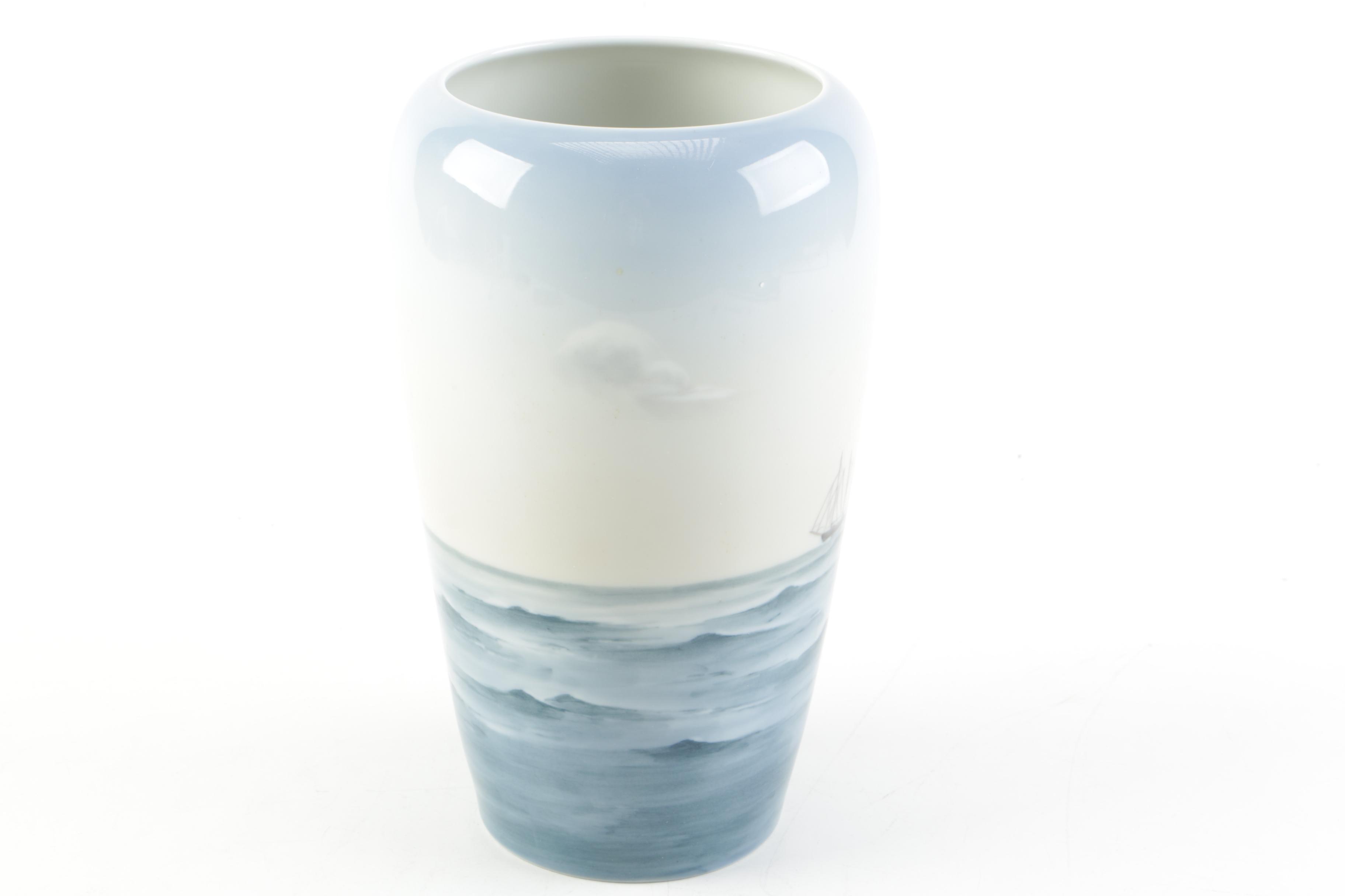 Big and Grøndahl Porcelain Sailing Ships Vase
