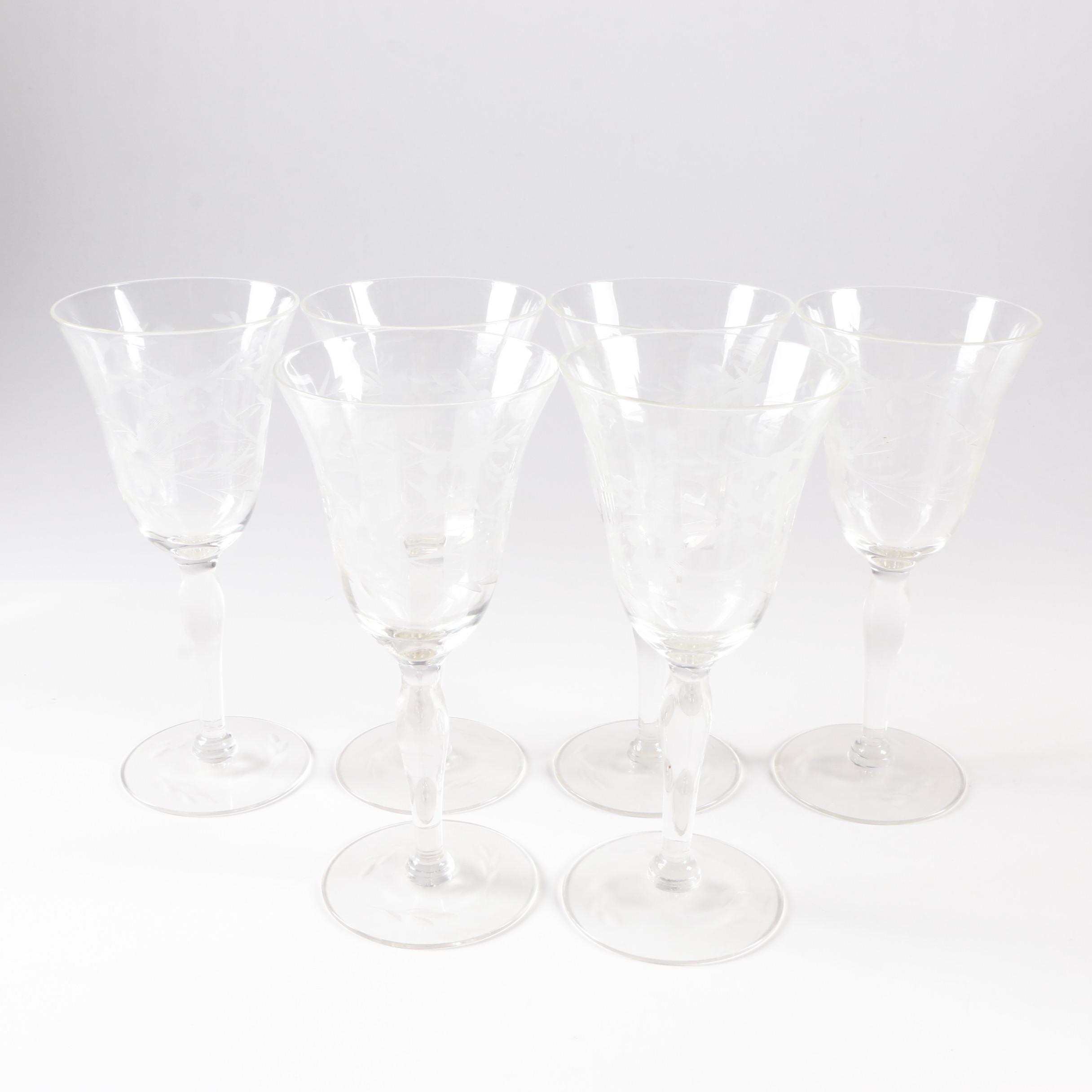 Set of Etched Sherry Glasses