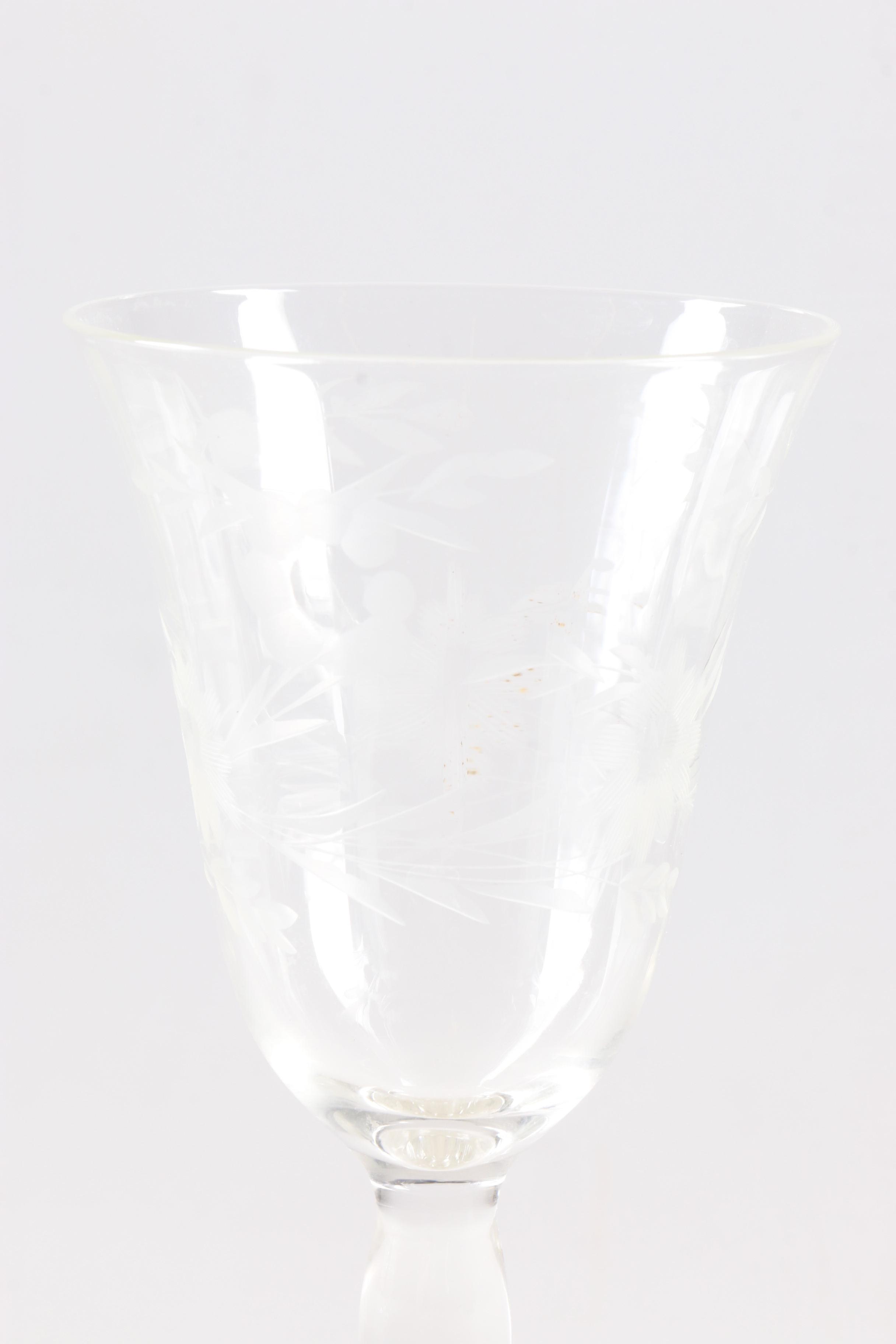 Set of Etched Sherry Glasses