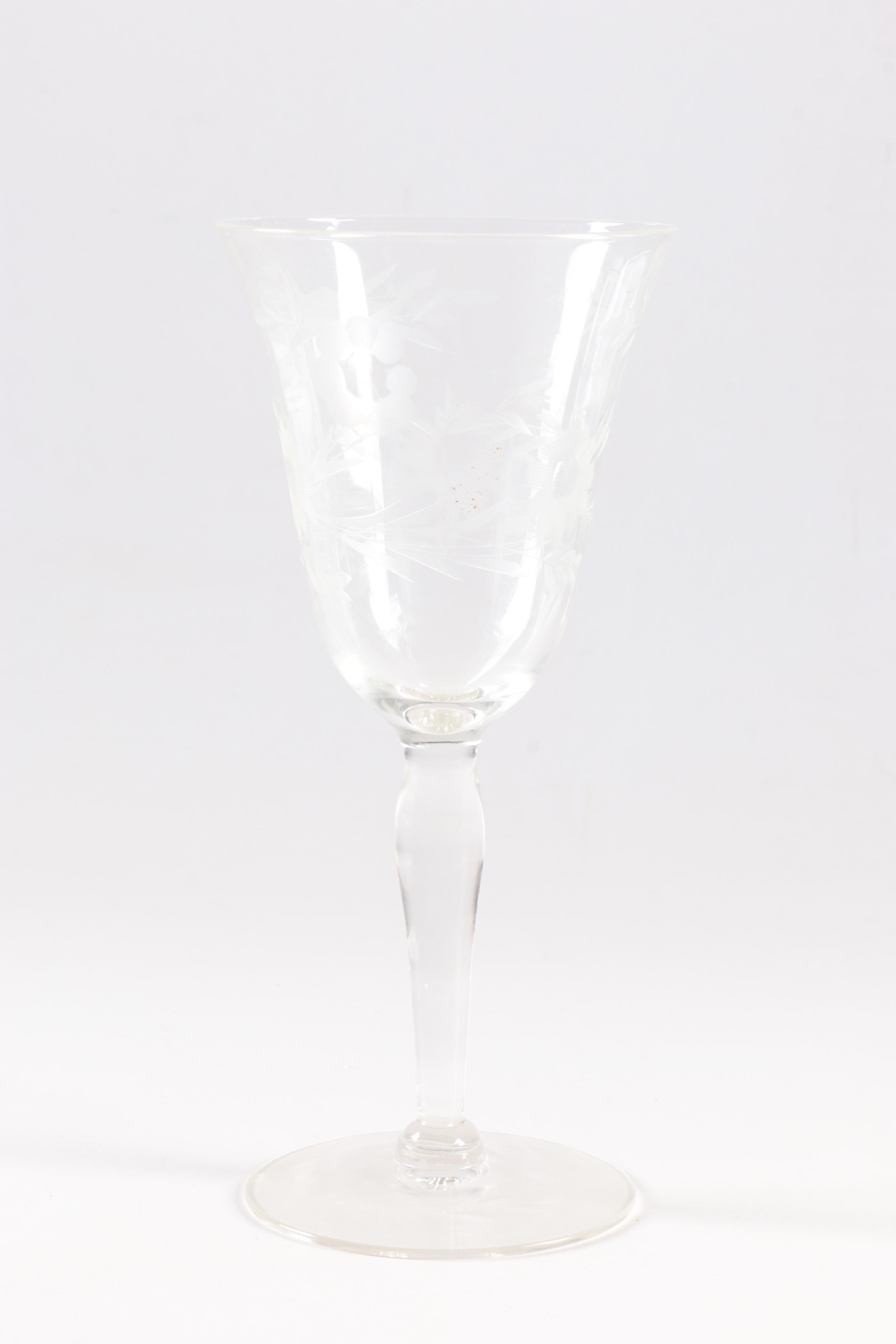 Set of Etched Sherry Glasses