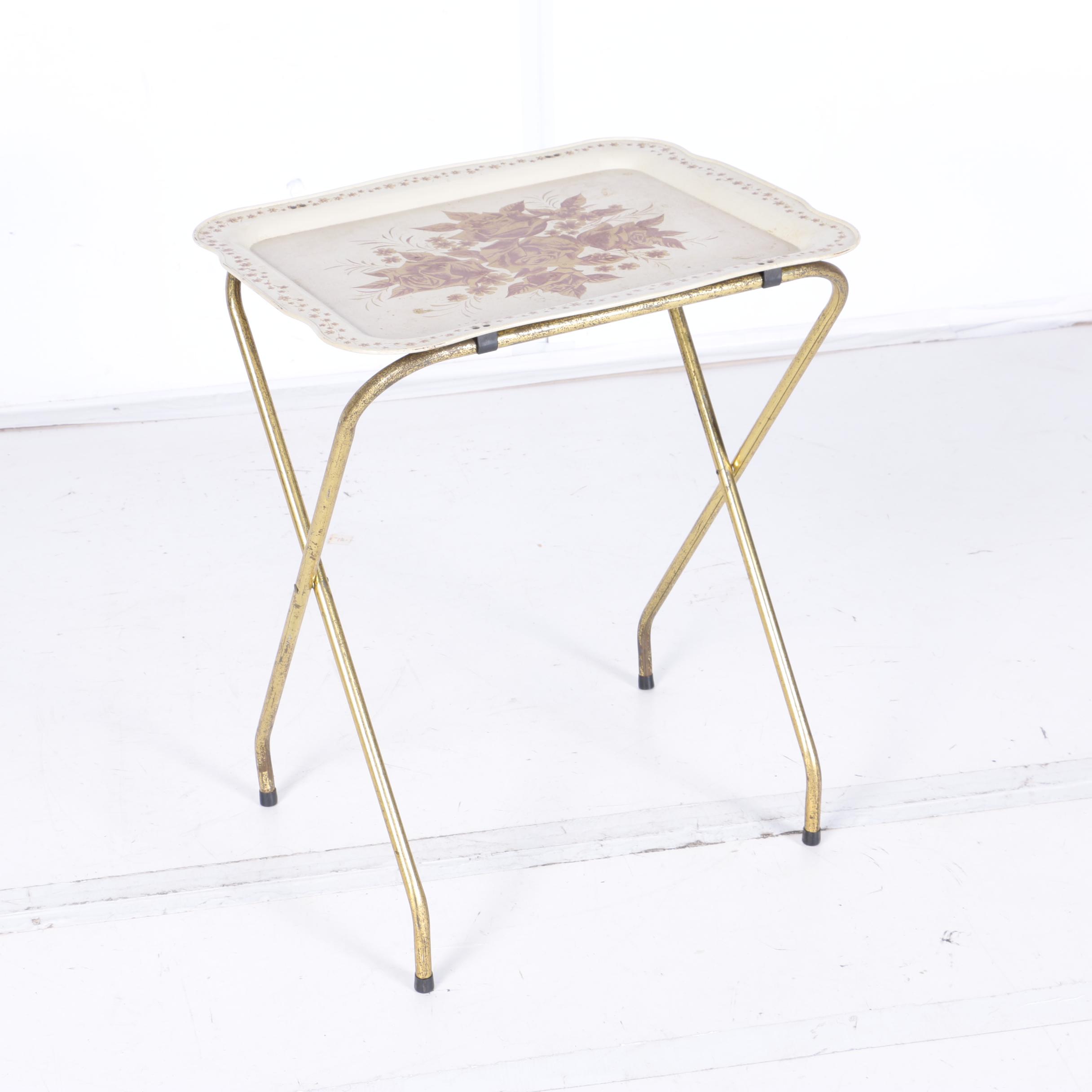 Folding White TV Tray Stands