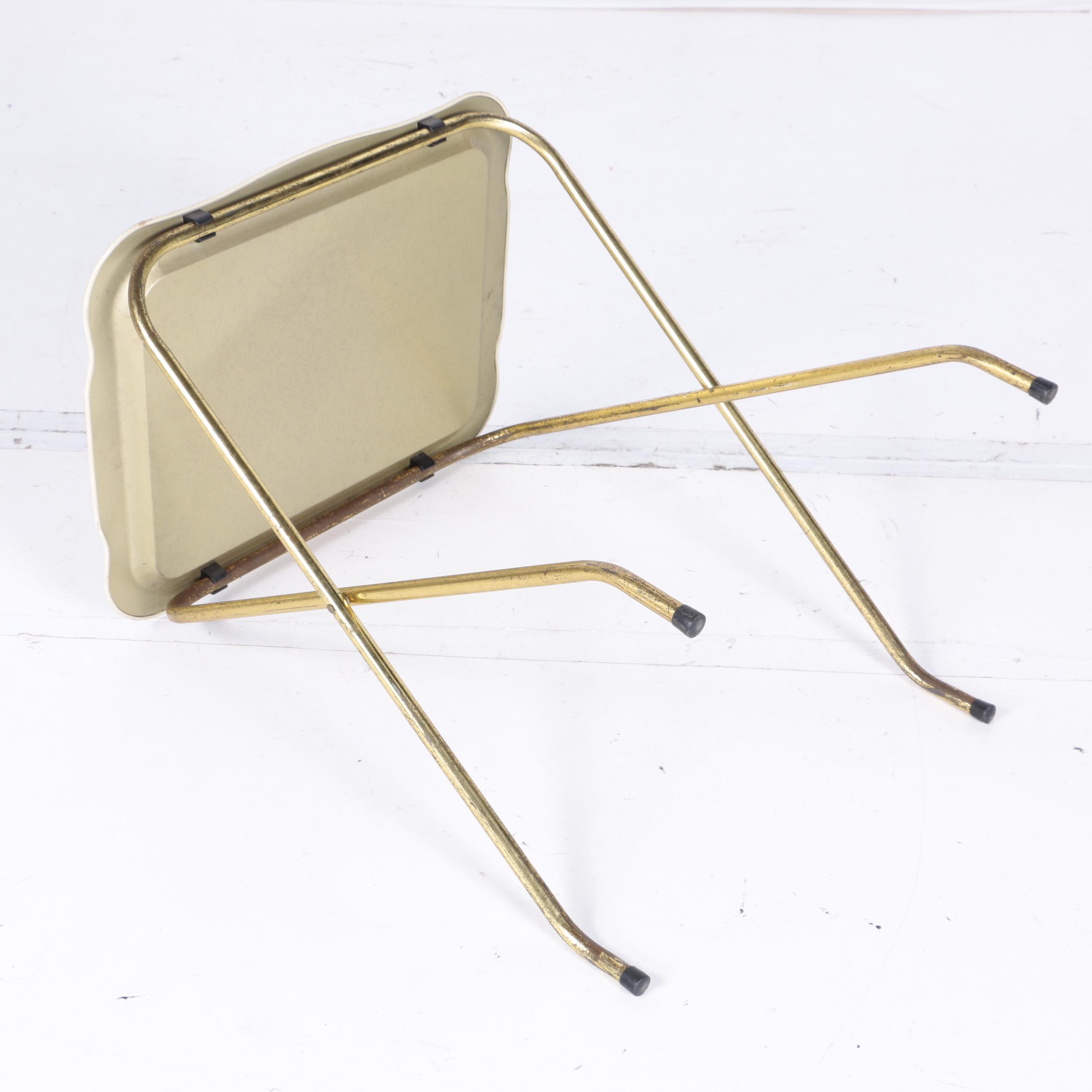 Folding White TV Tray Stands