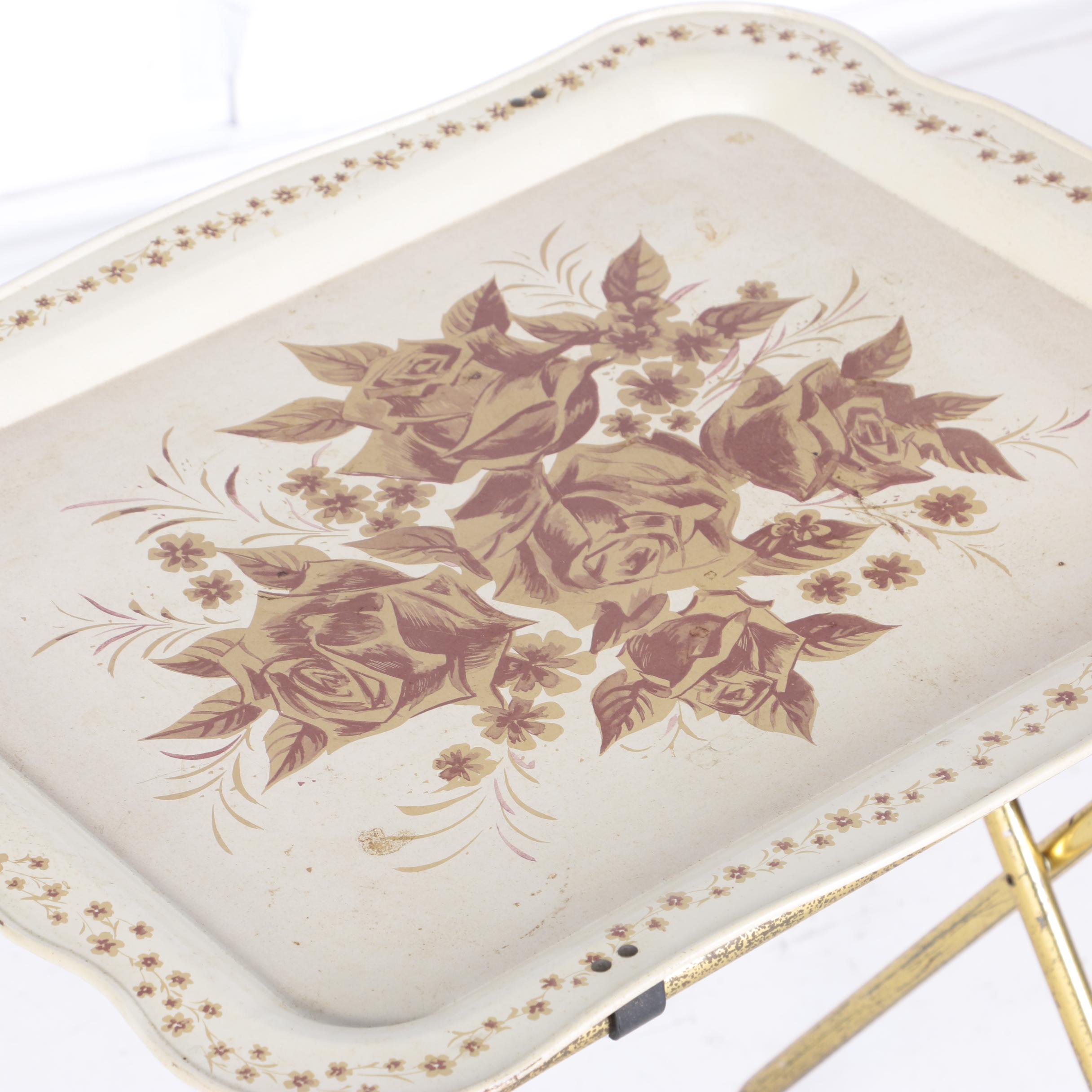 Folding White TV Tray Stands