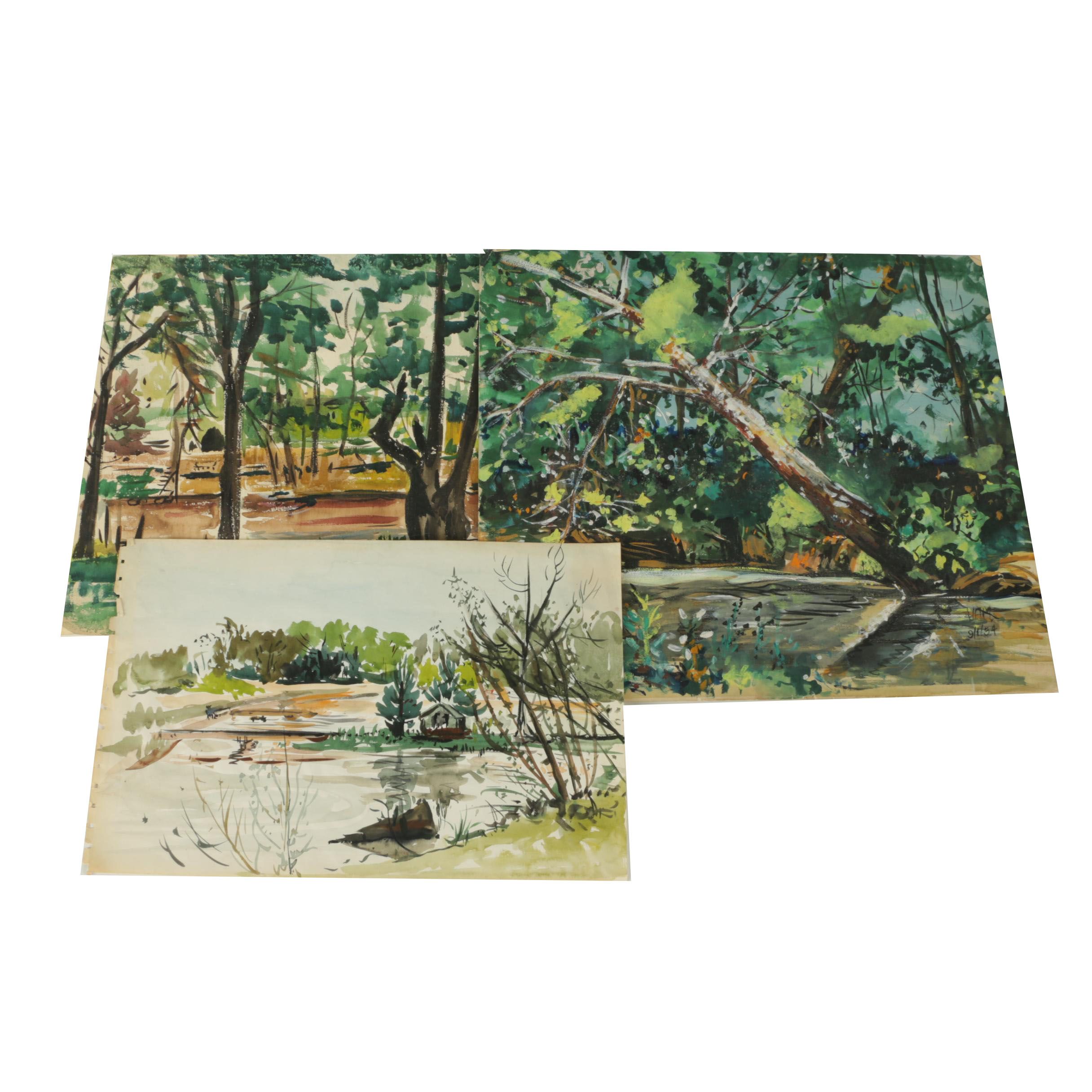 Watercolor and Gouache Paintings of Landscapes