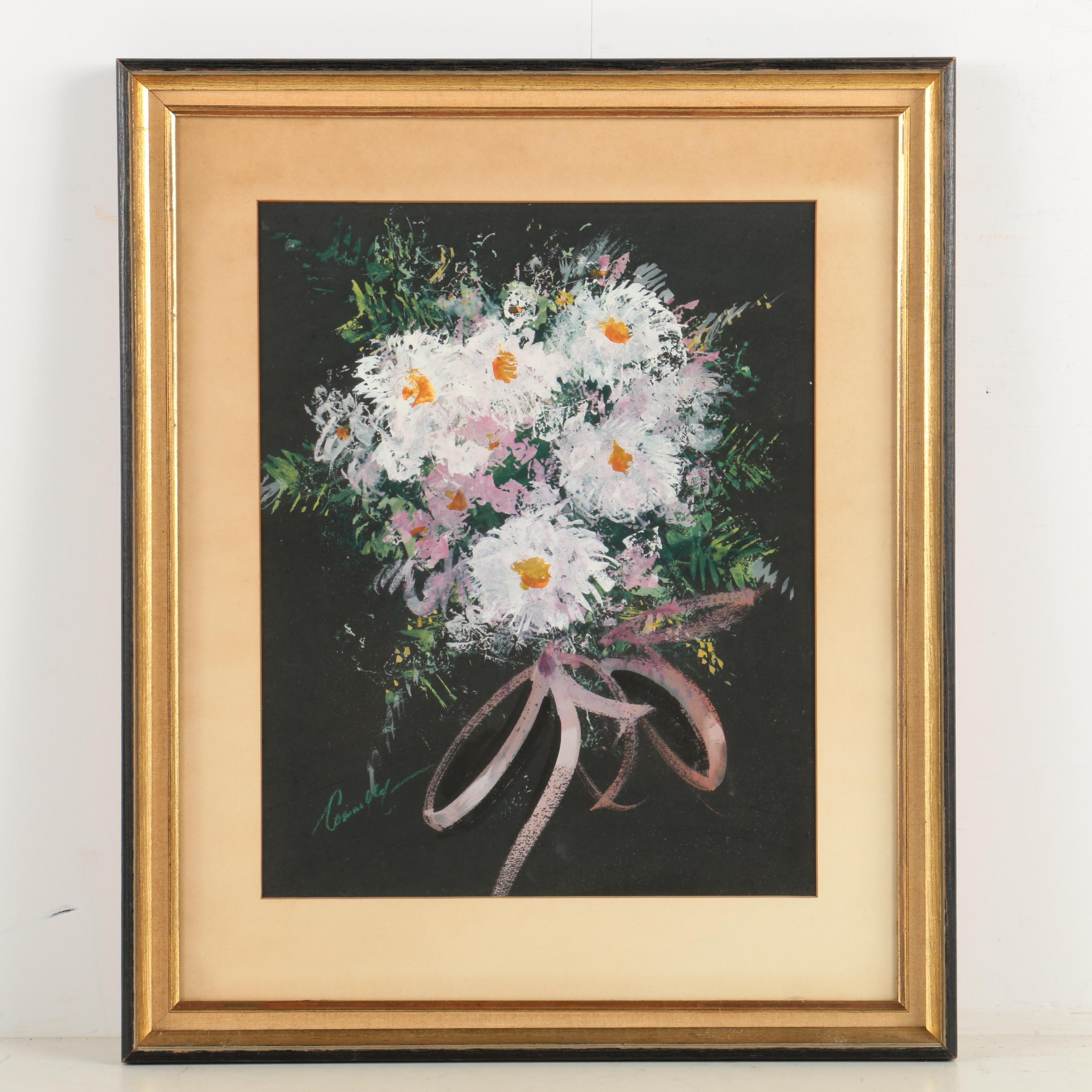 Connely Oil Painting on Paper of a Floral Arrangement