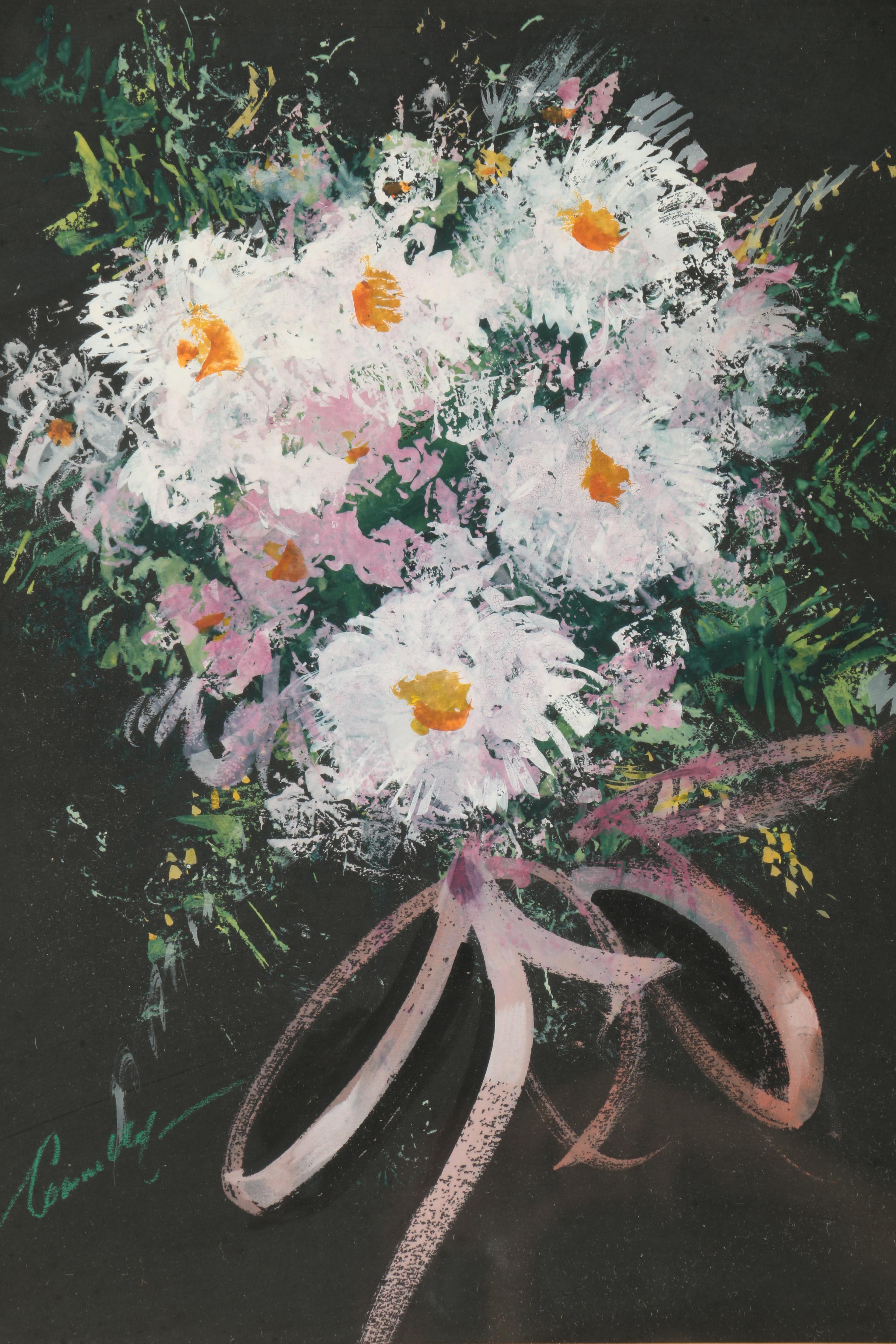 Connely Oil Painting on Paper of a Floral Arrangement
