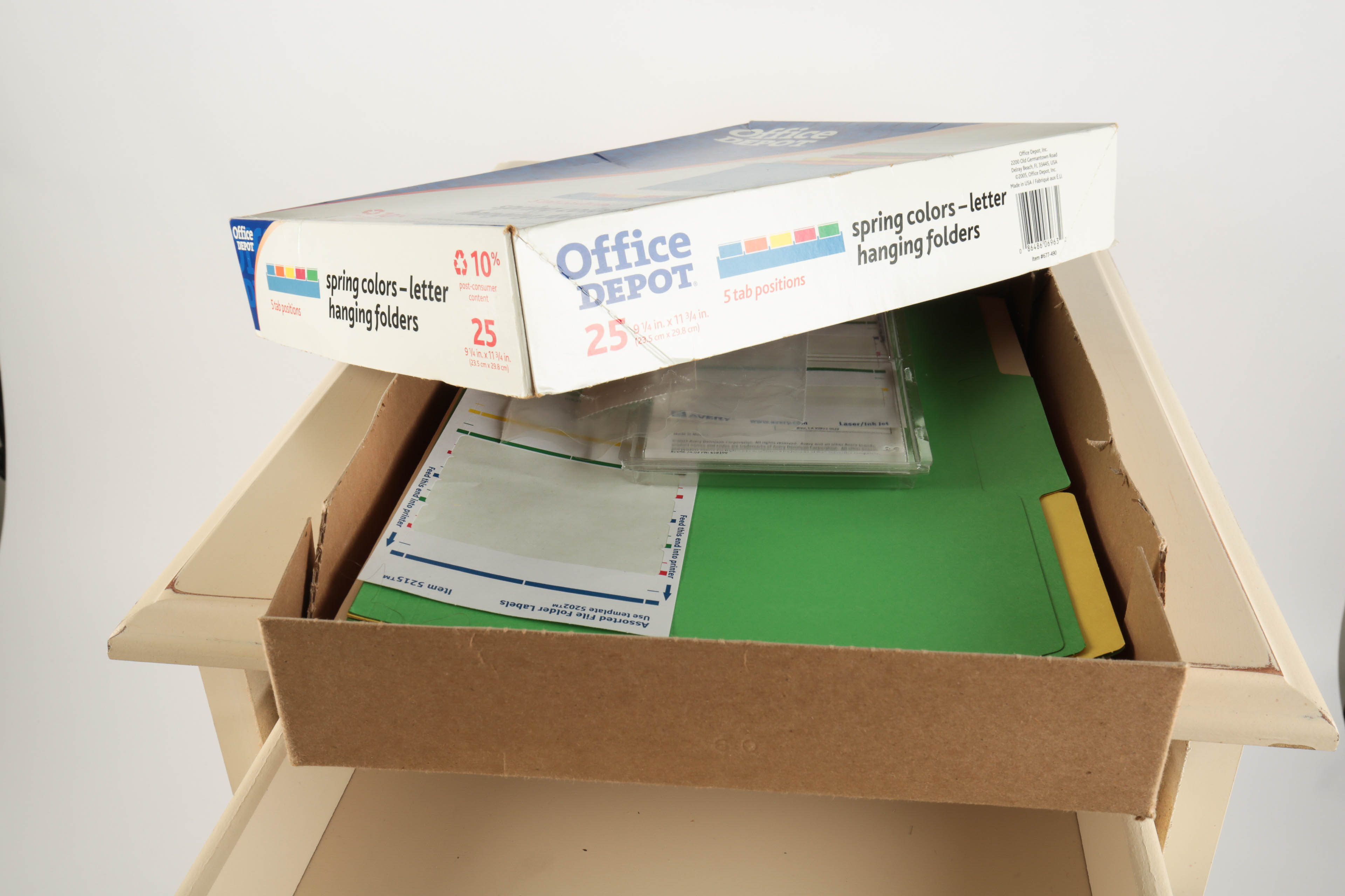 Rolling File Cabinet by Riverside Furniture with Painted Trash Can