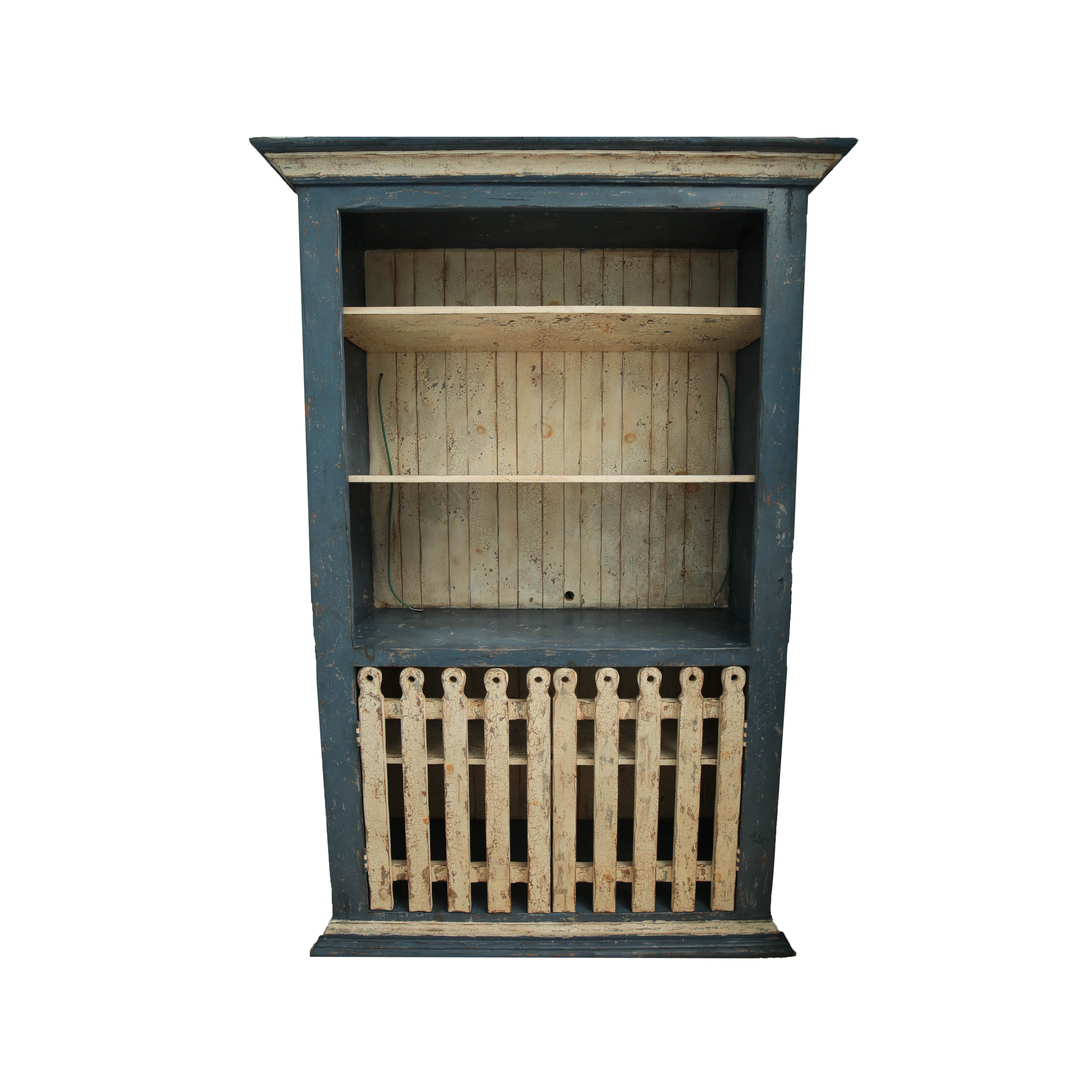 Distressed Painted Open Cabinet