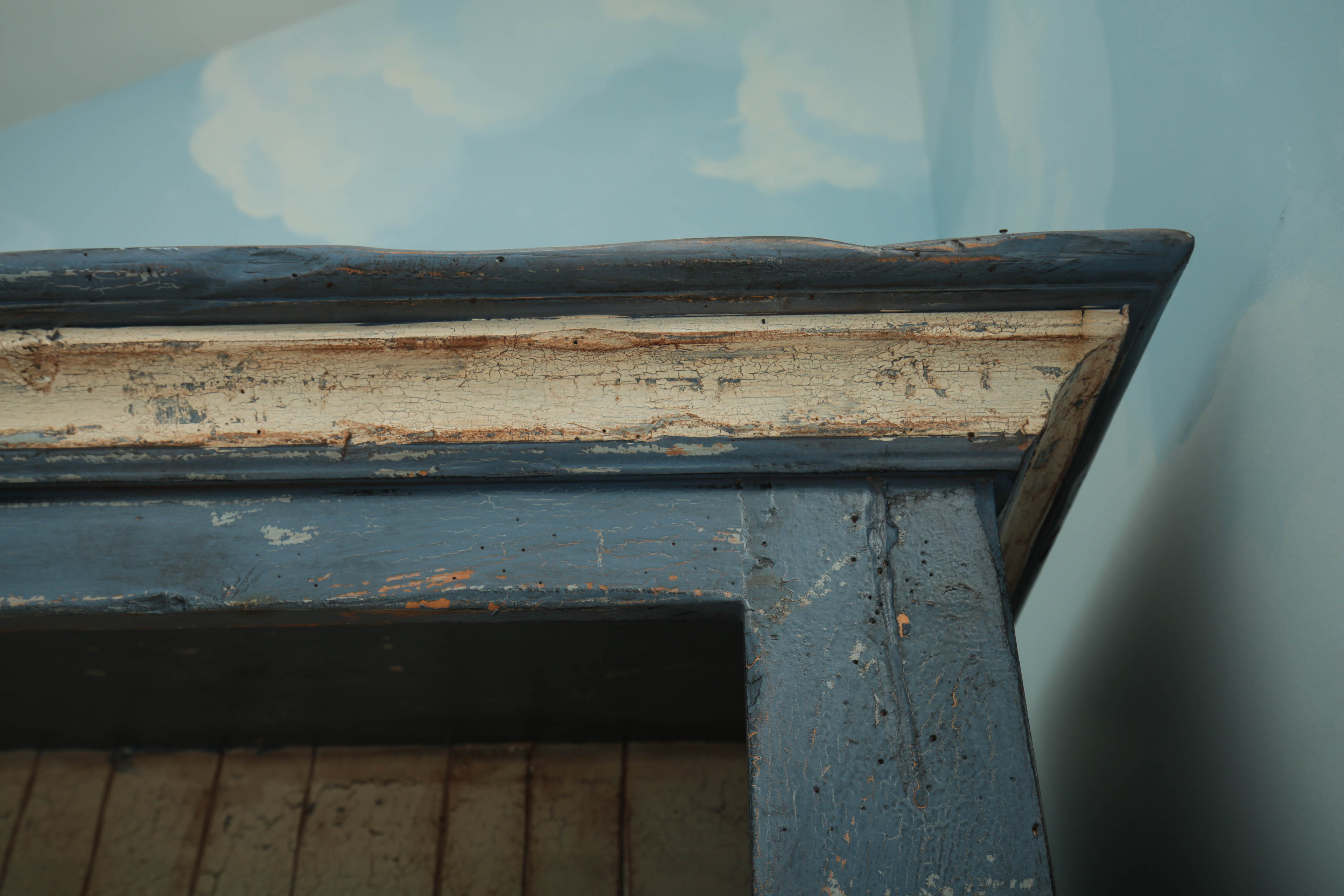 Distressed Painted Open Cabinet