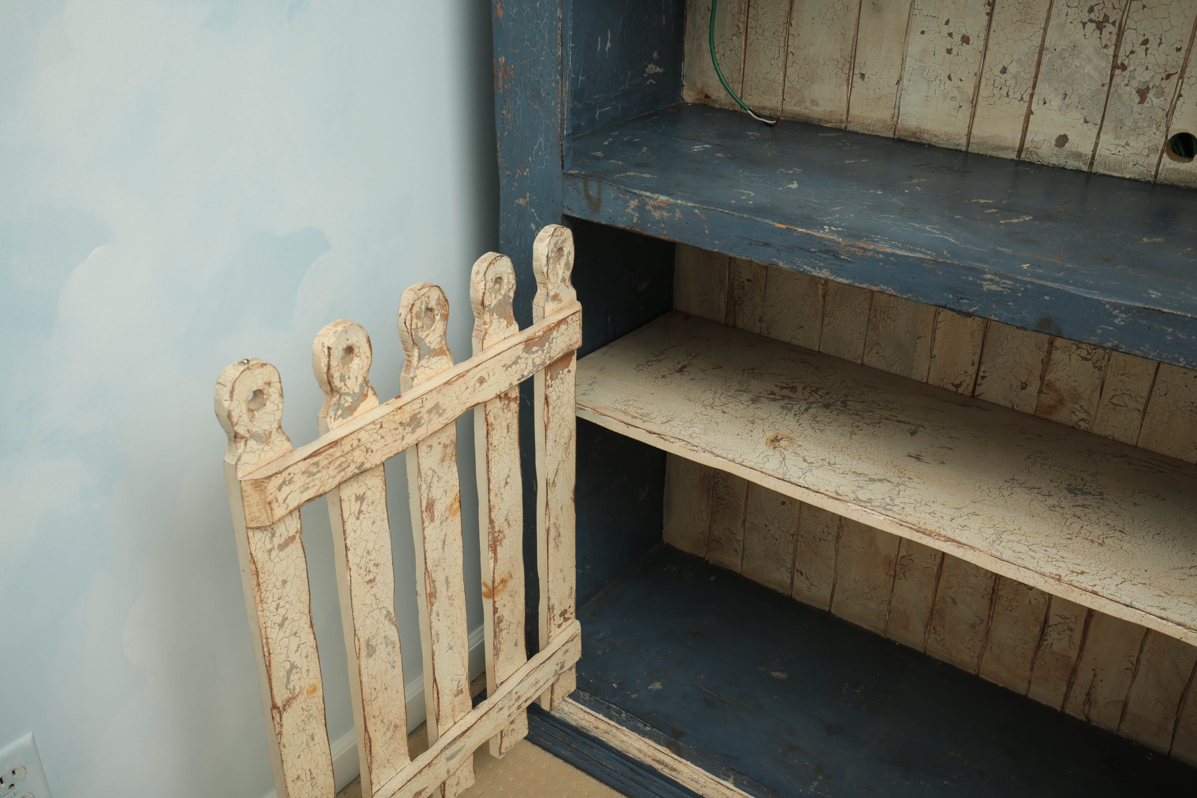 Distressed Painted Open Cabinet