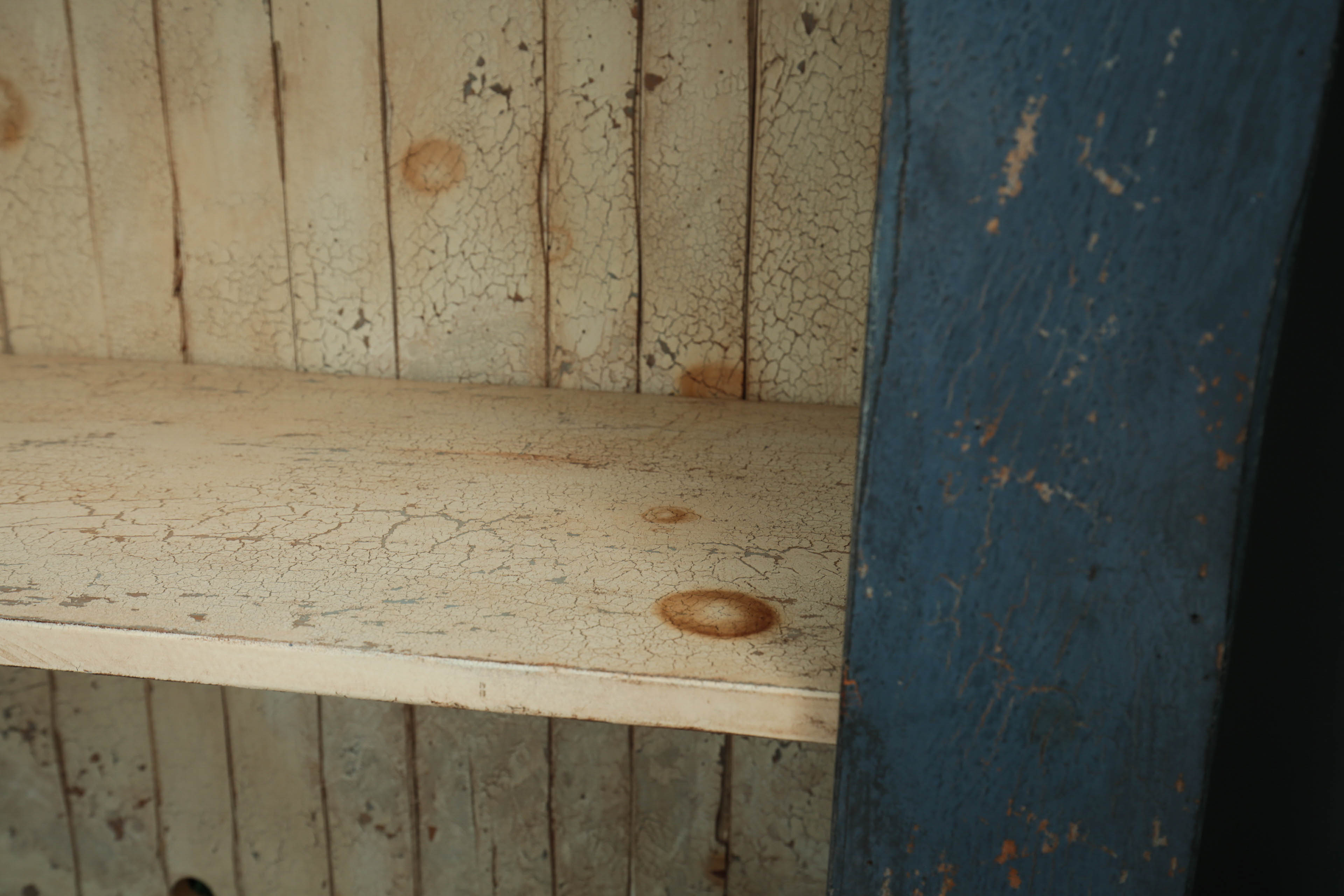 Distressed Painted Open Cabinet