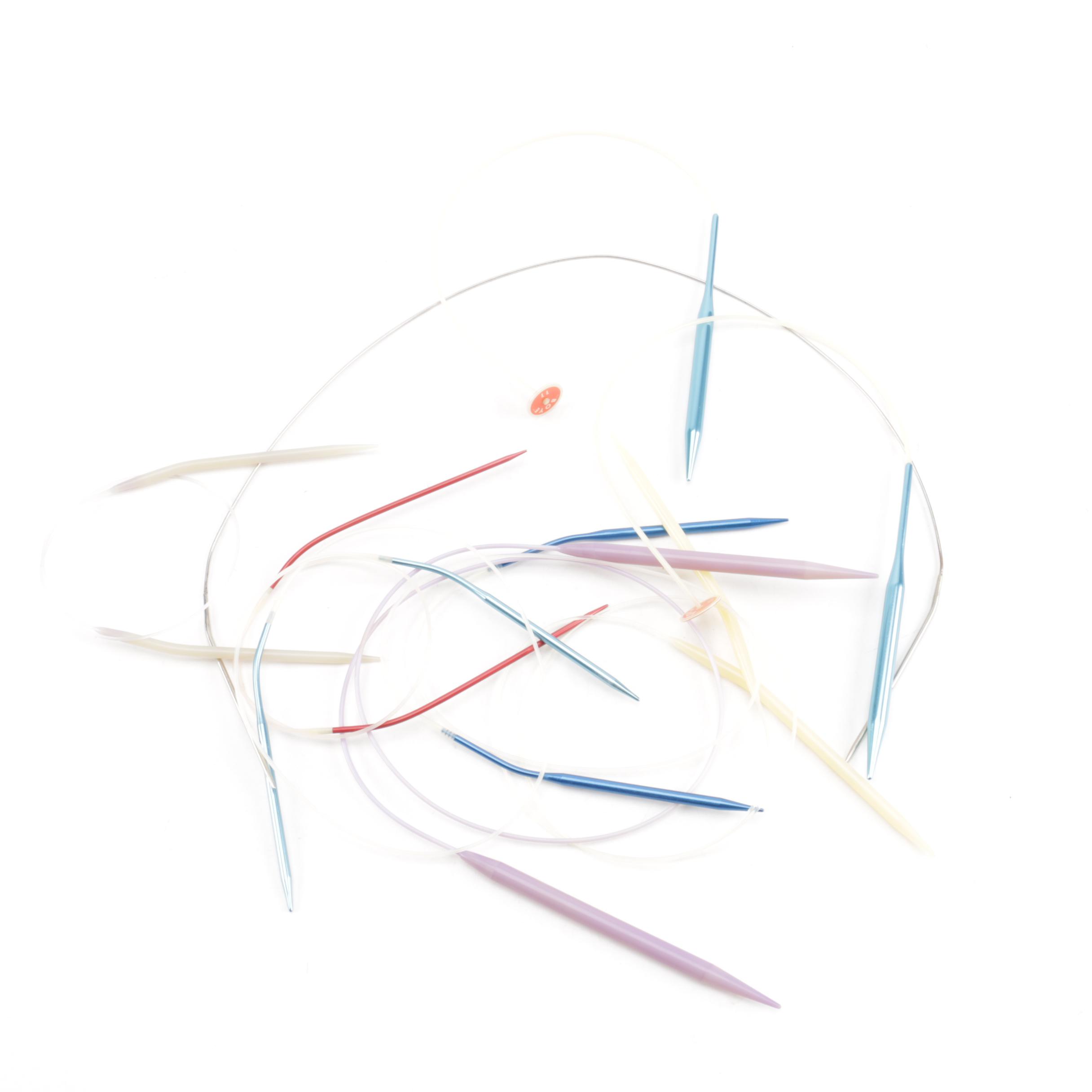 Knitting Needles and Leather Pouch