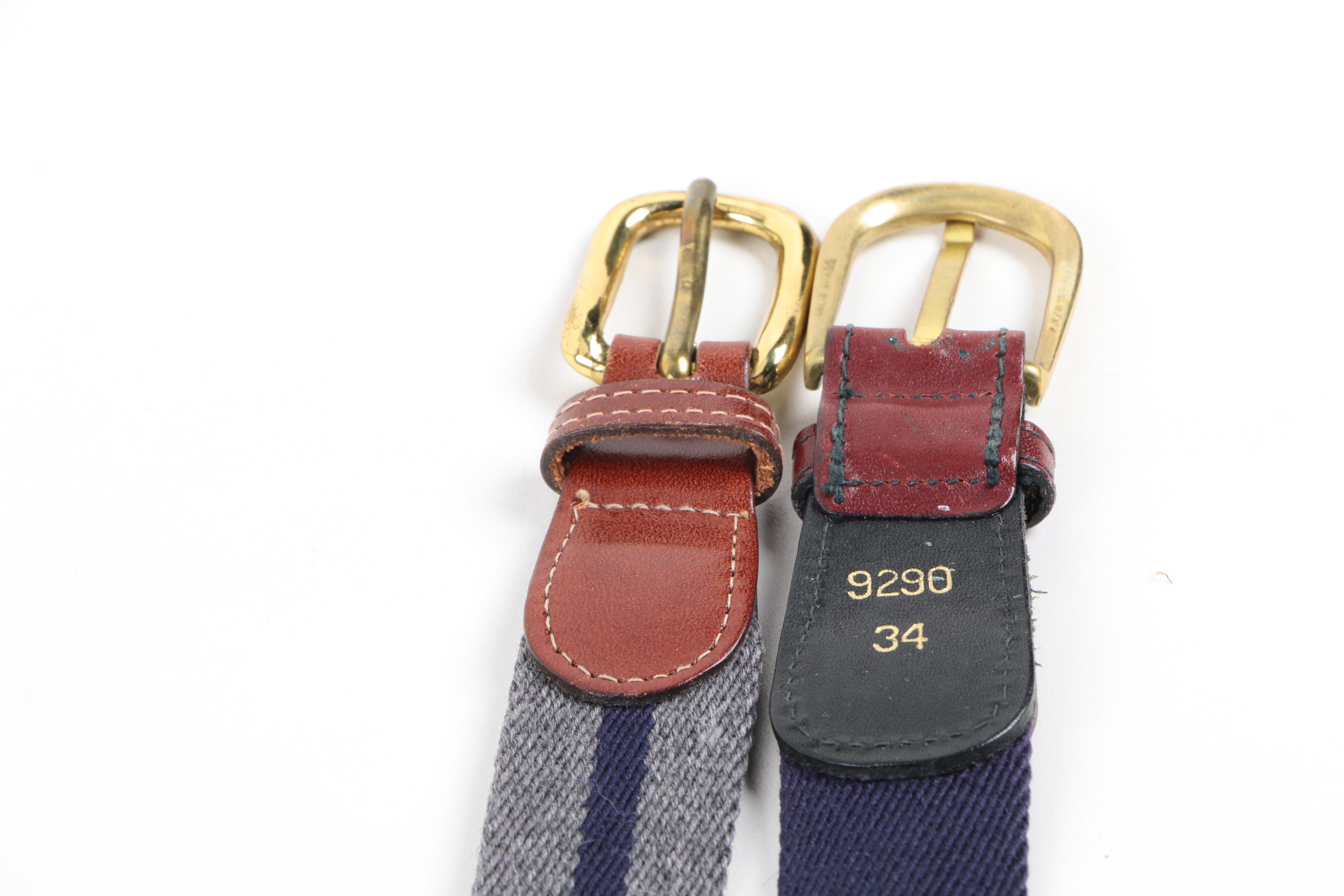 Pair of Vintage Canvas and Brass Belts