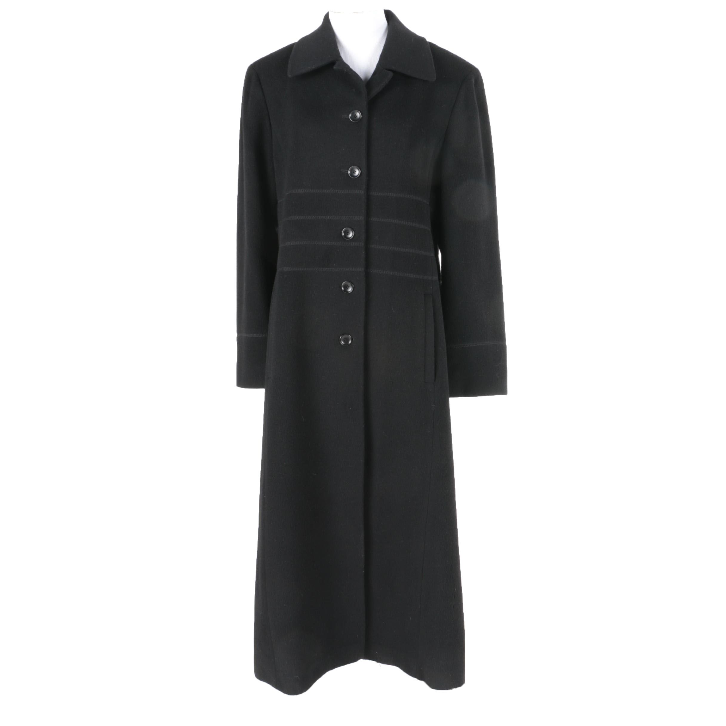 Women's Albert Nipon Black Wool Coat