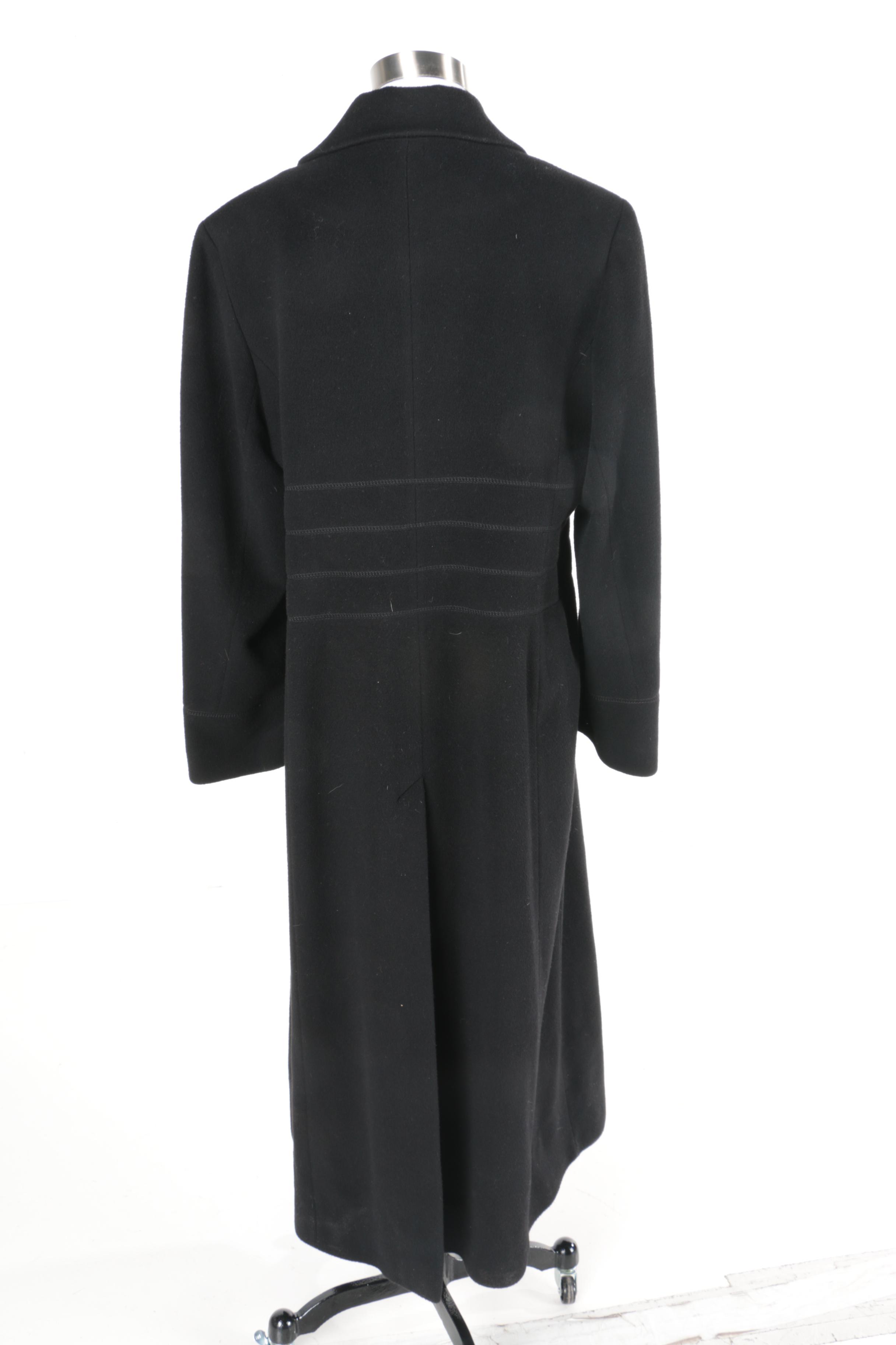 Women's Albert Nipon Black Wool Coat