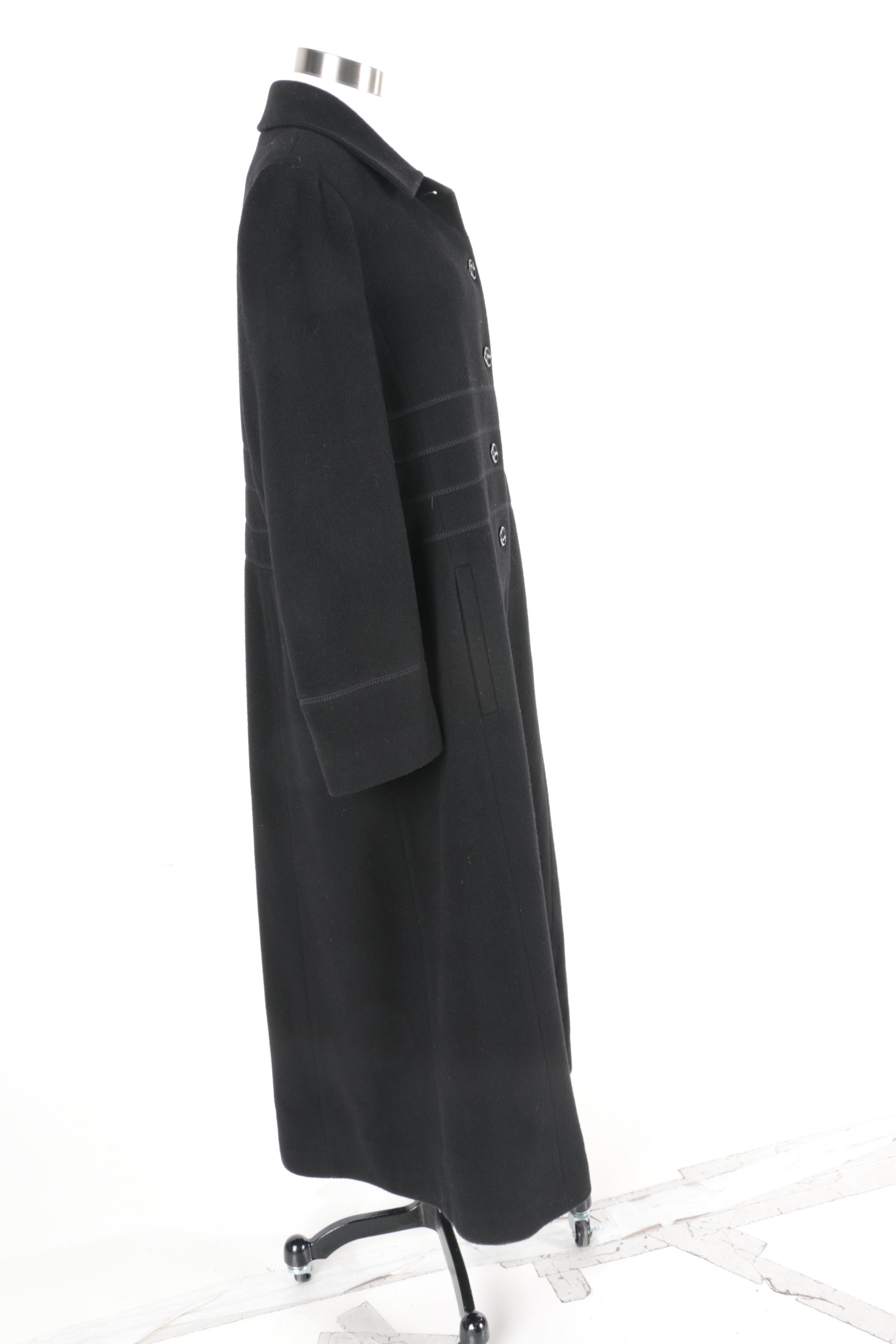 Women's Albert Nipon Black Wool Coat