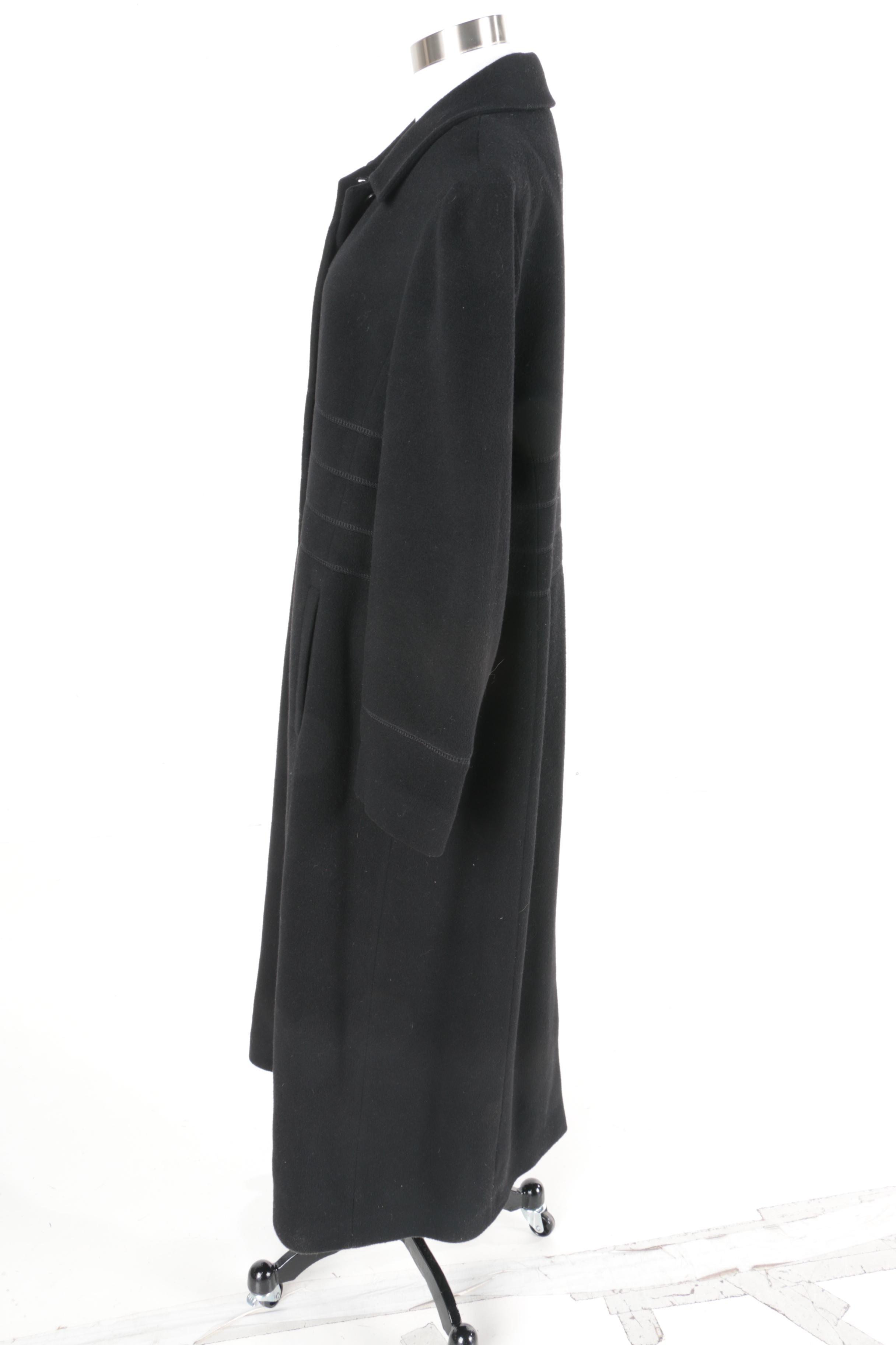Women's Albert Nipon Black Wool Coat