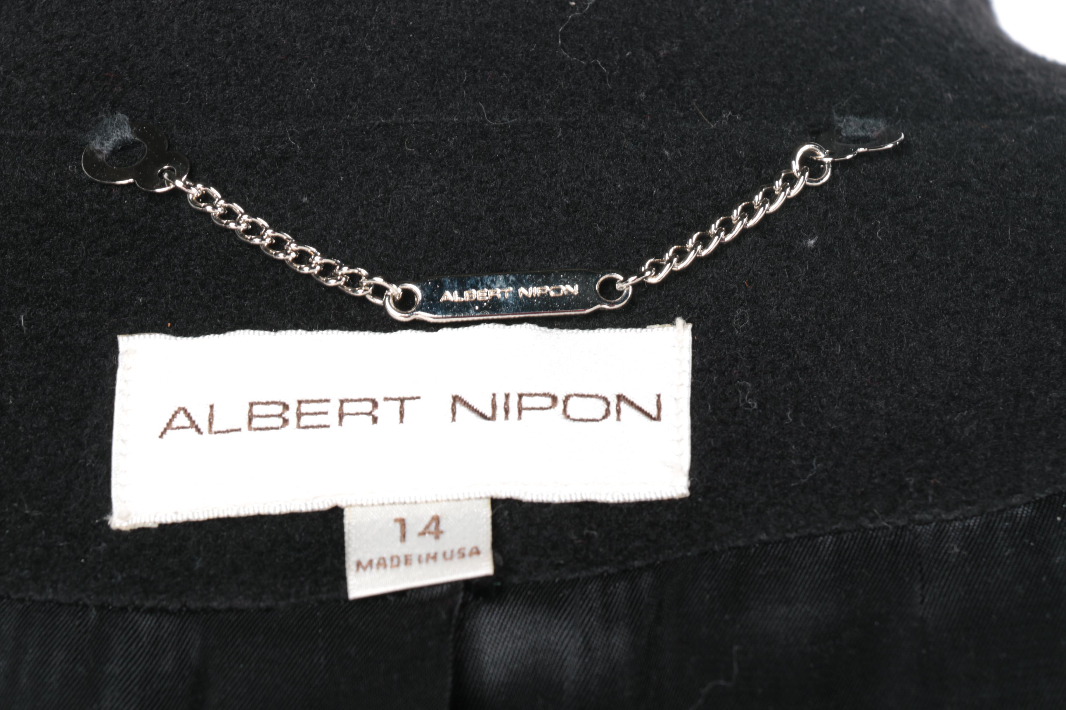 Women's Albert Nipon Black Wool Coat