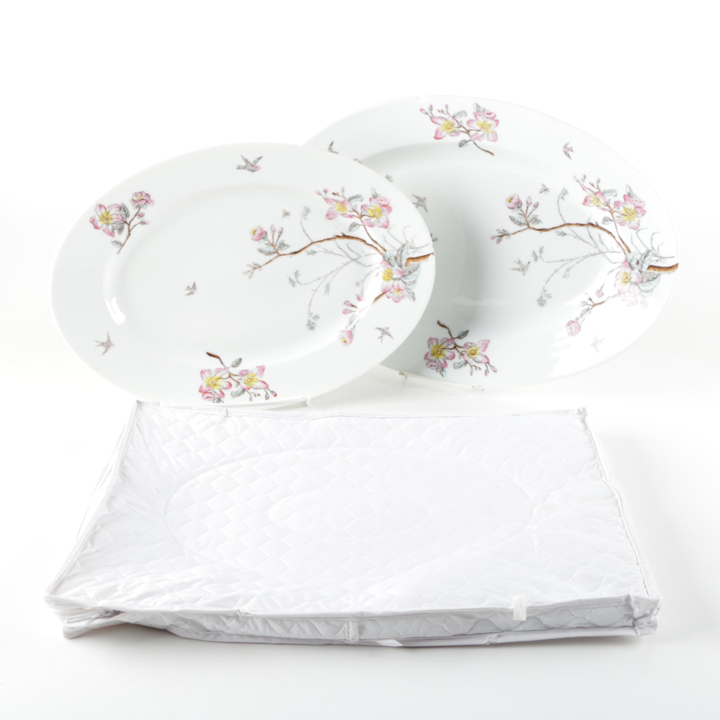 Pair of Floral Ceramic Serving Platters