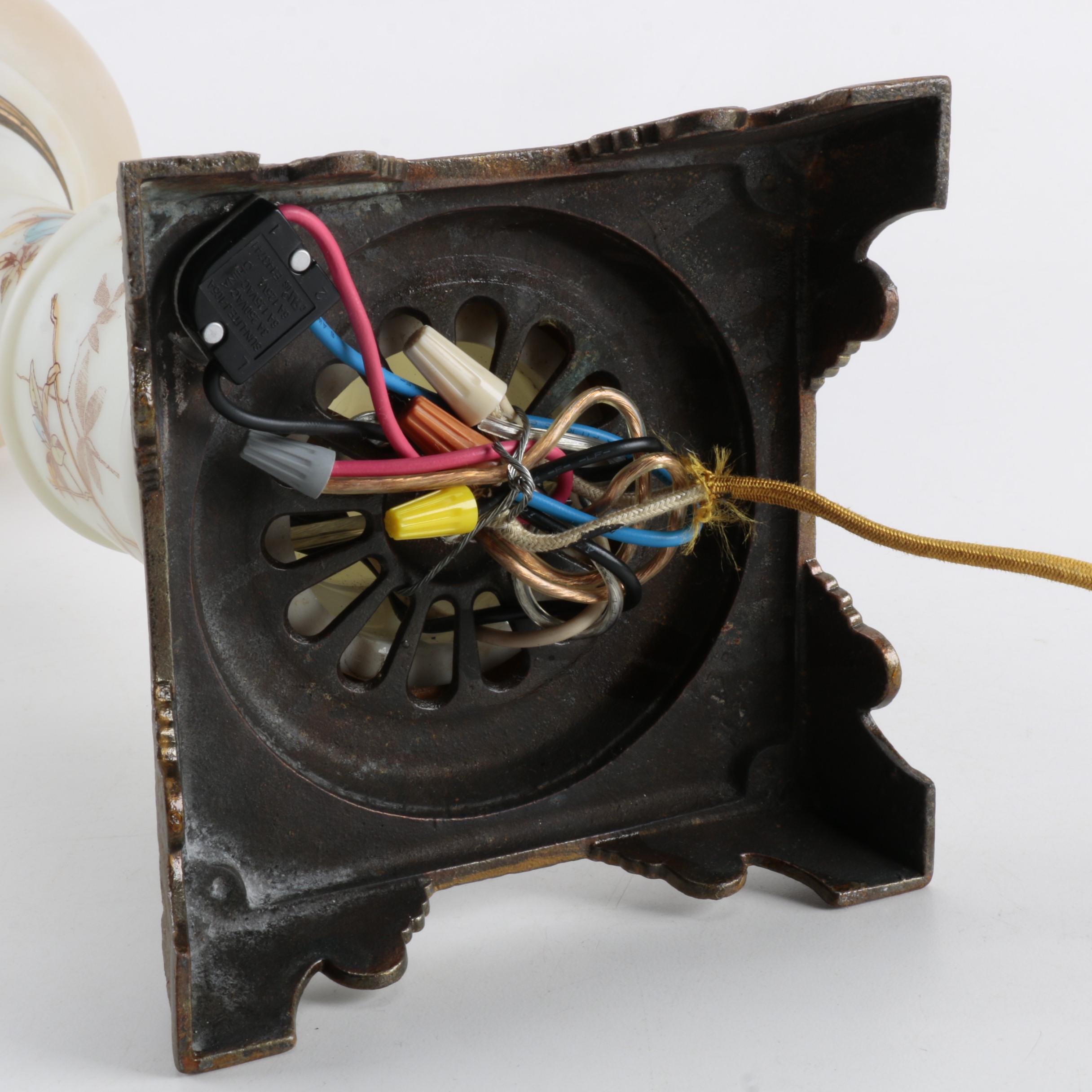 Vintage Converted Glass Oil Lamp with Globe Shade