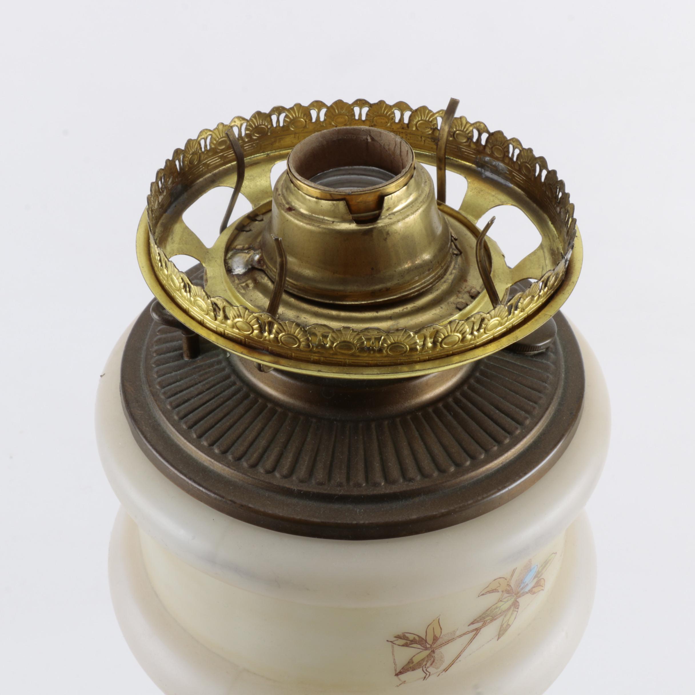 Vintage Converted Glass Oil Lamp with Globe Shade