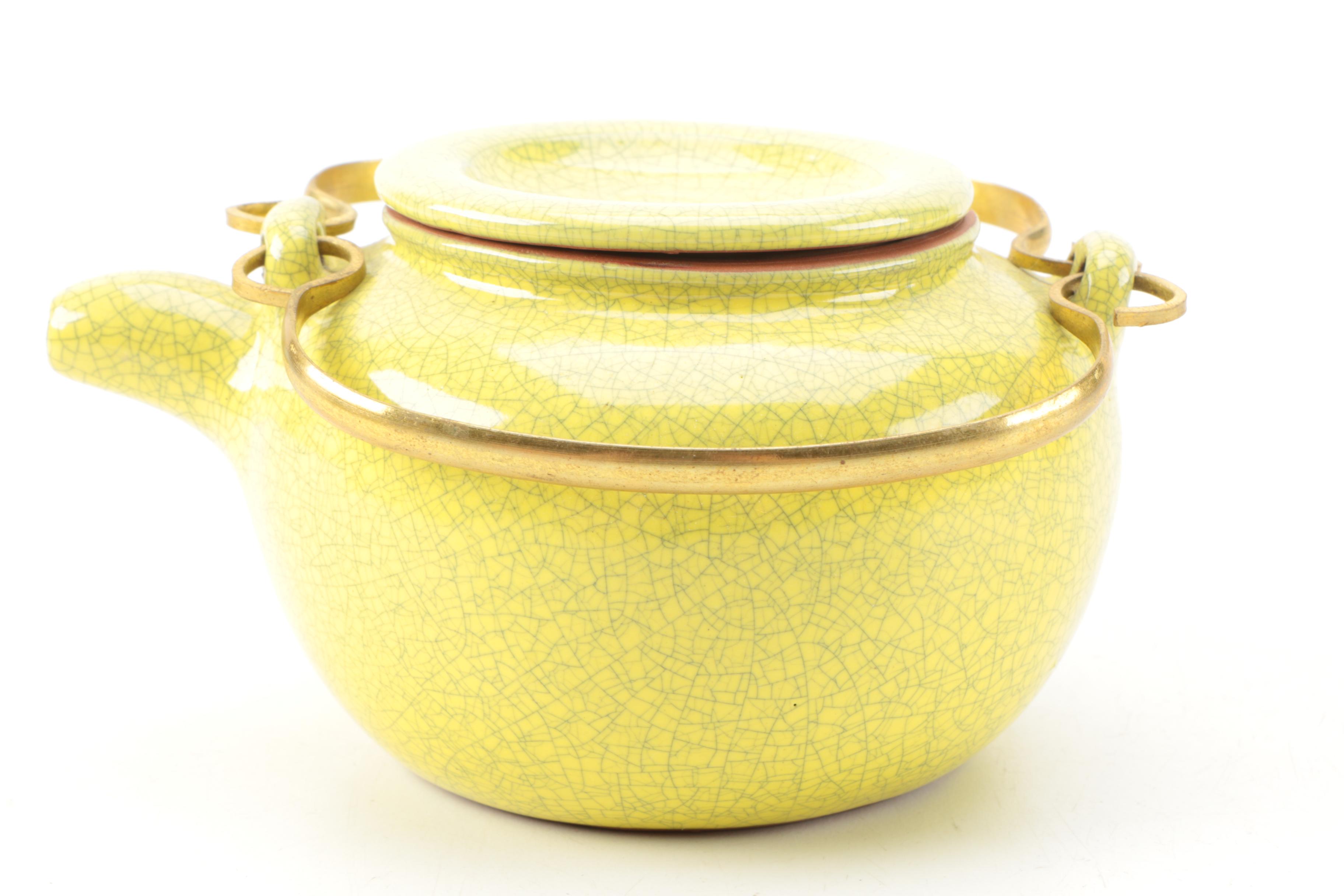 Yixing China Yellow Crackle Glaze Tea Set
