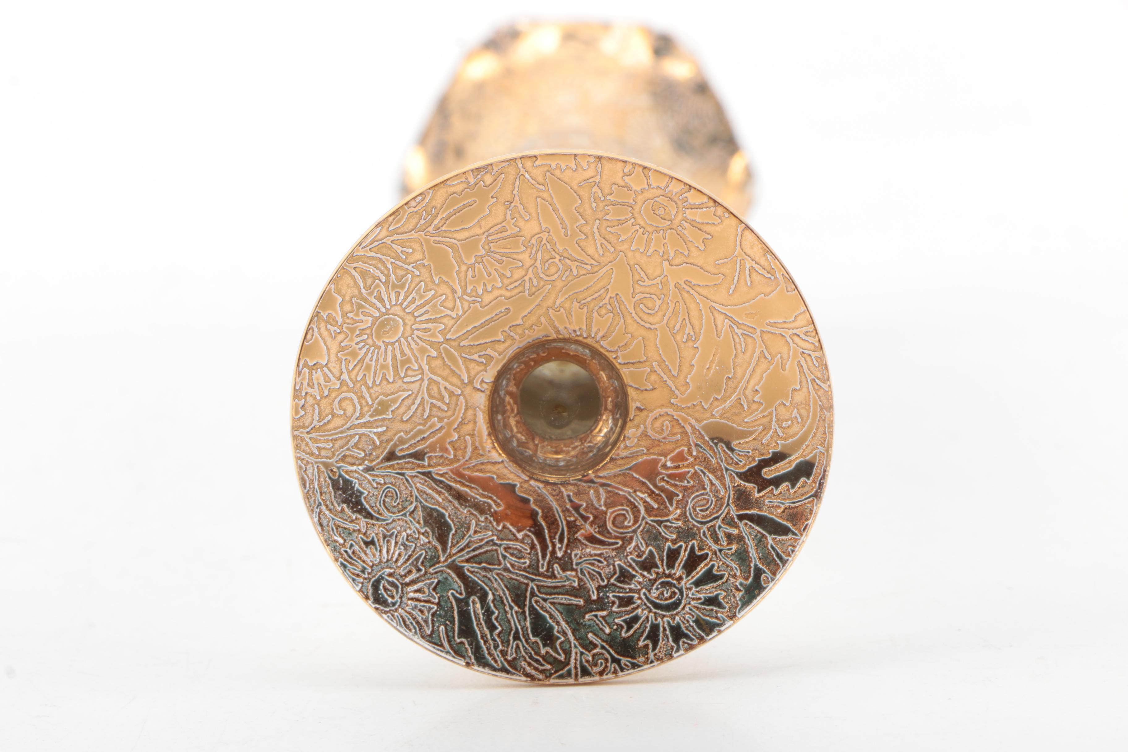 Lotus Glass Vases with Gilt Overlay in "Daisy Fields" Motif