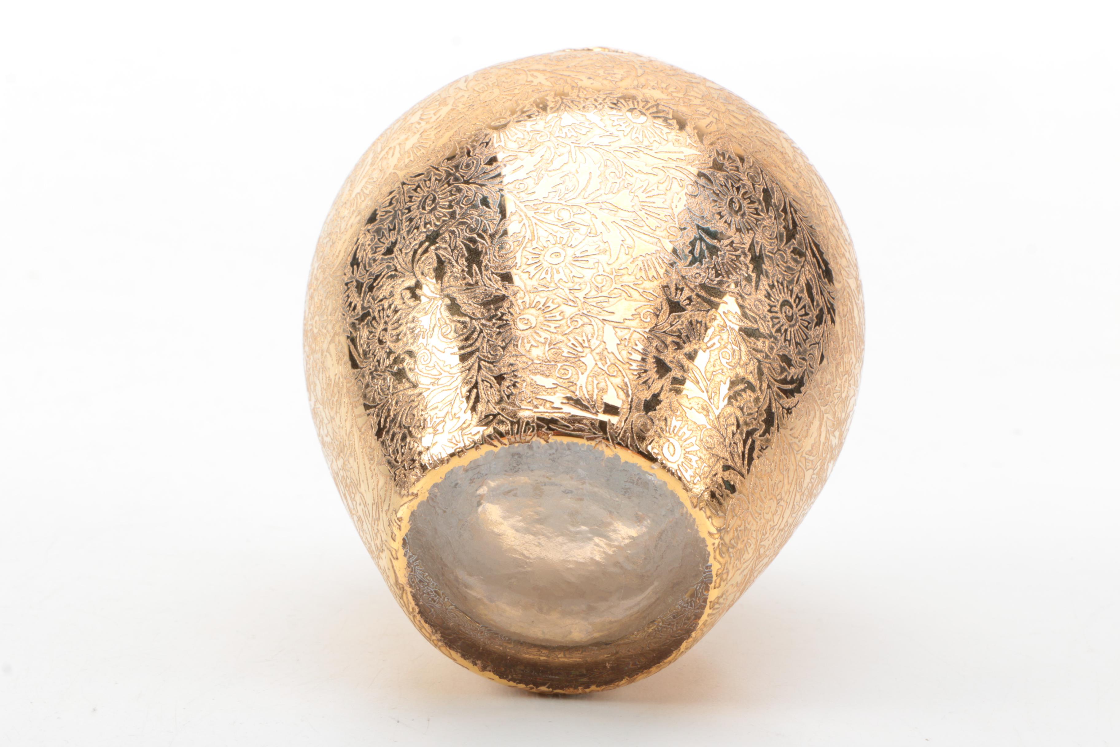 Lotus Glass Vases with Gilt Overlay in "Daisy Fields" Motif