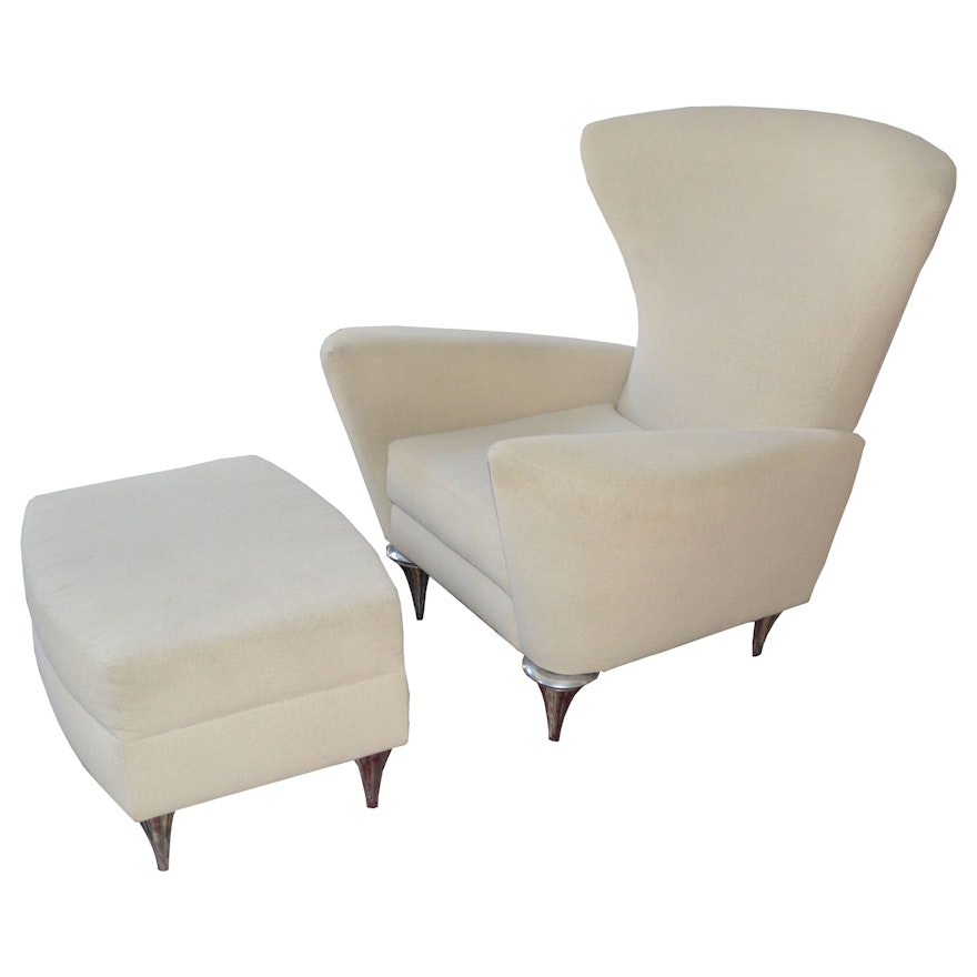 Contemporary Modern Lounge Chair and Ottoman by Theodore's
