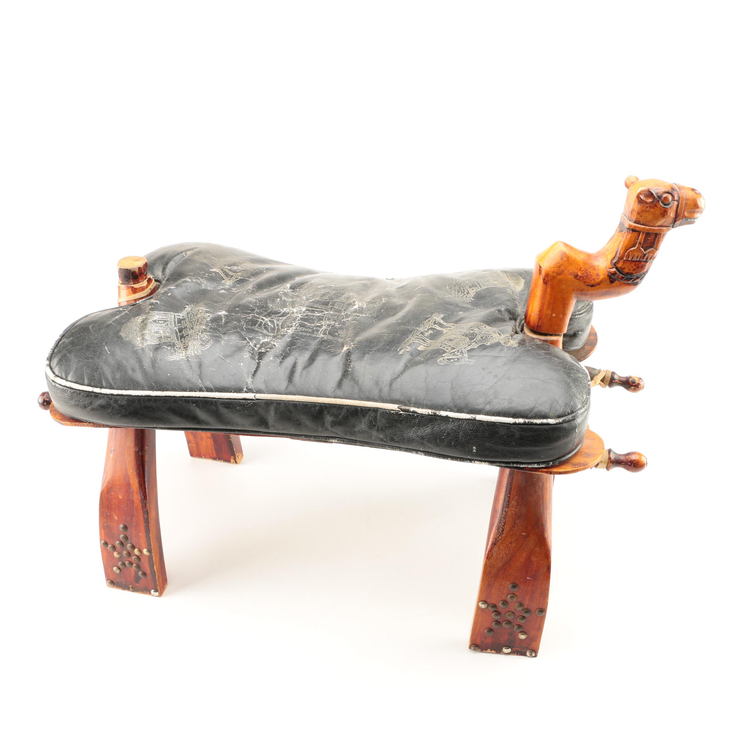 Vintage Camel Saddle Stool by Greenmount Inc.