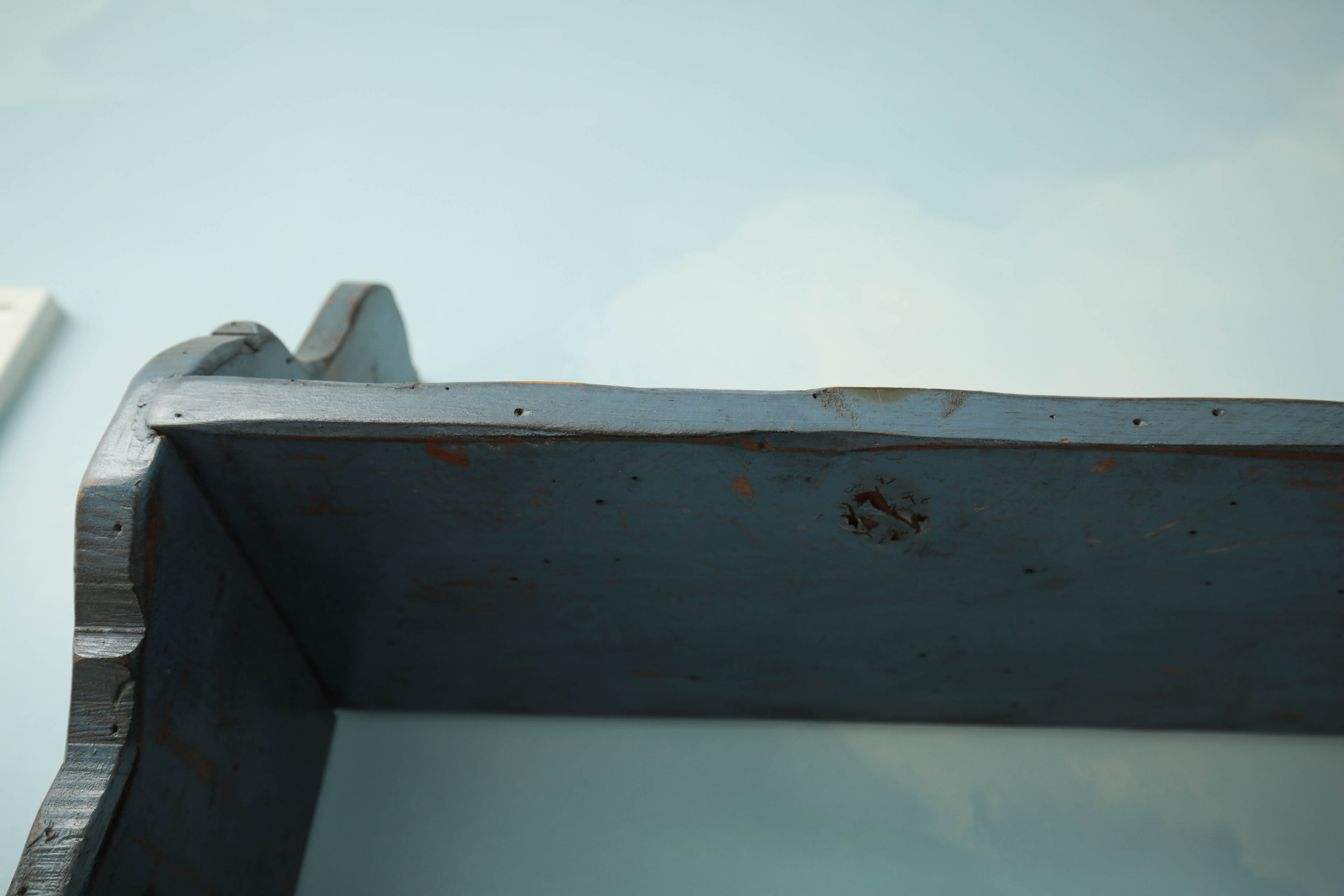 Hanging Cabinet and Painted Blue Shelves