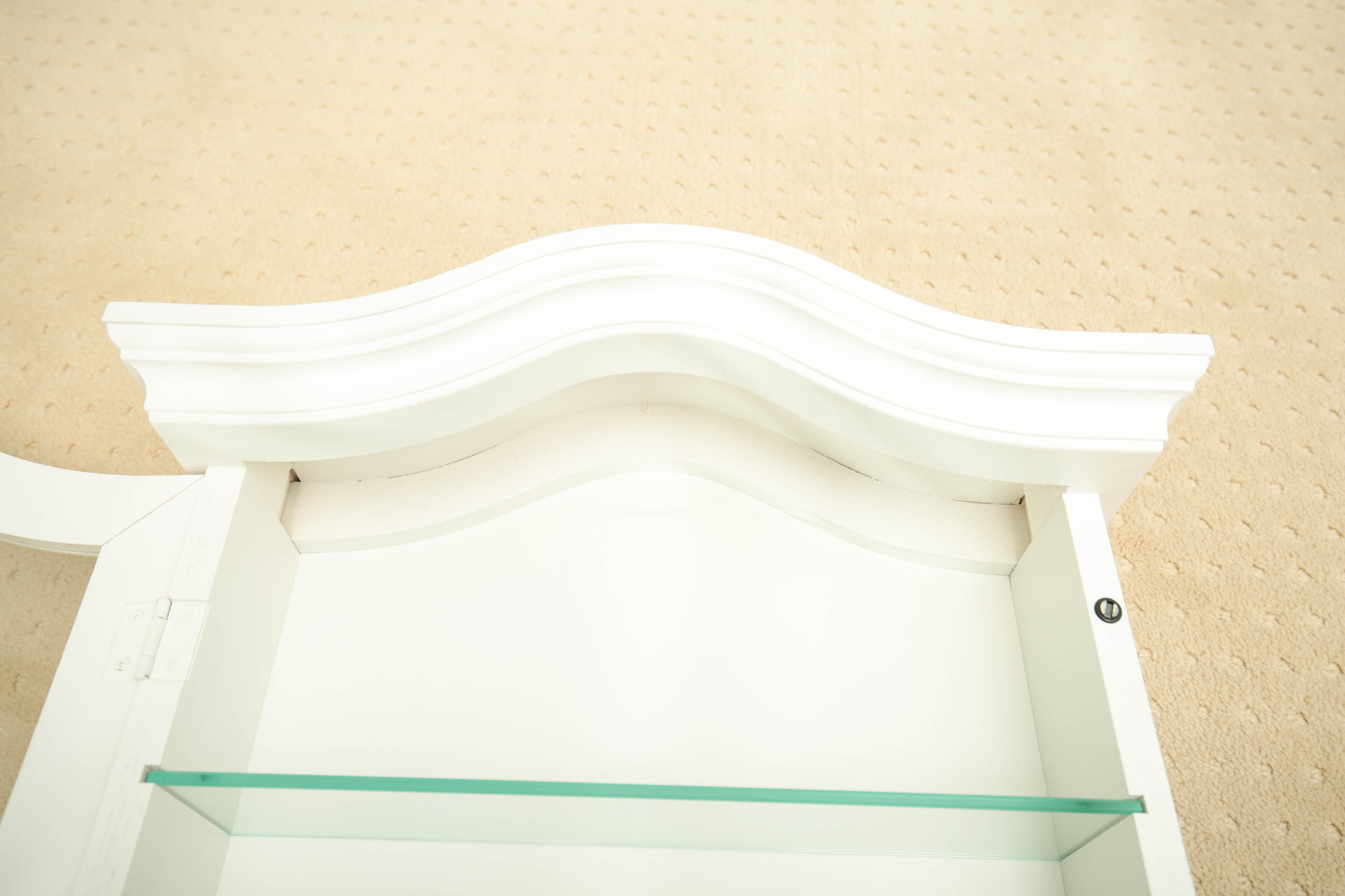 Hanging Cabinet and Painted Blue Shelves