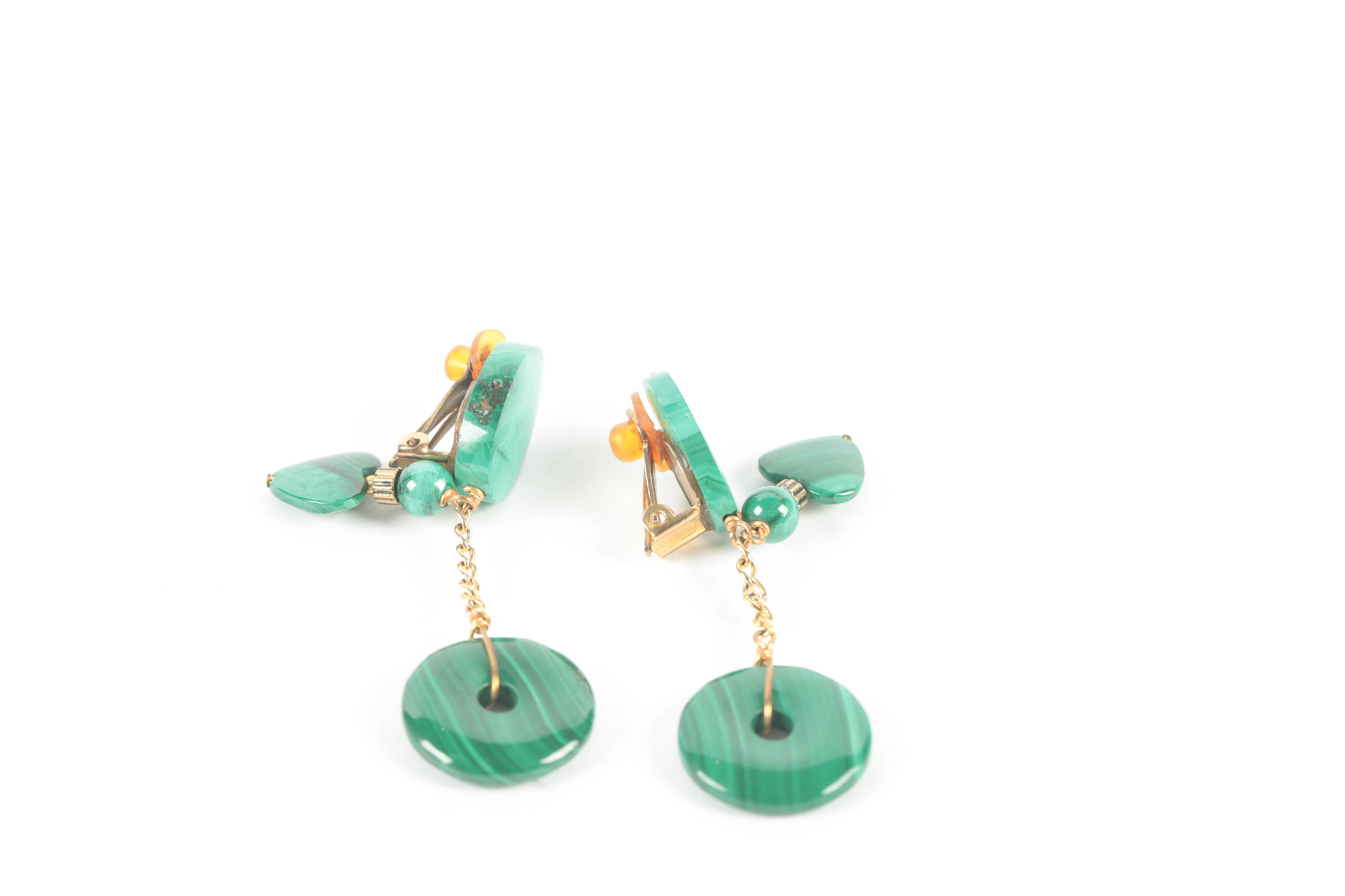 Stone Dangle Earrings, Necklace and Pin