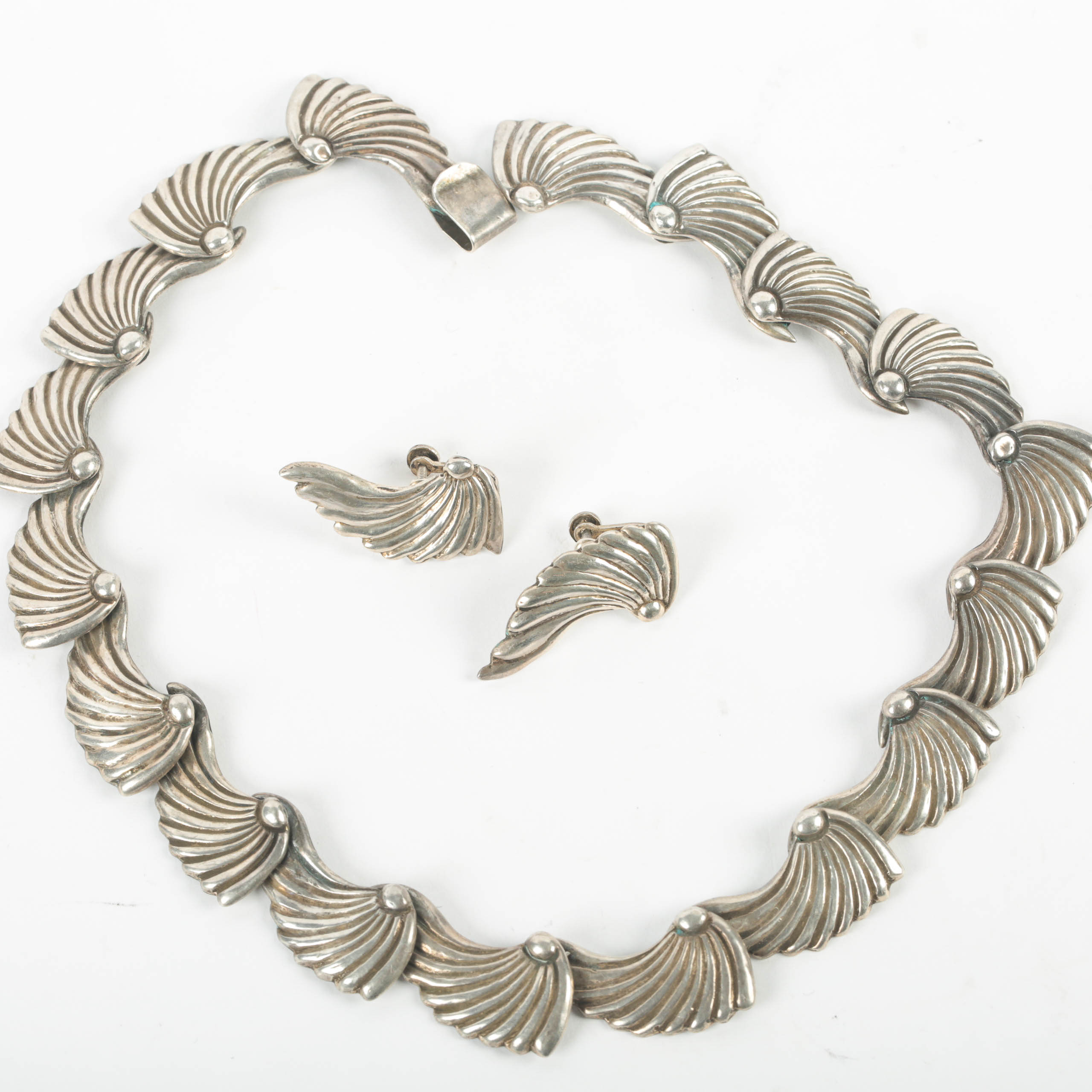 Mexican Modernist Sterling Silver Demi Parure