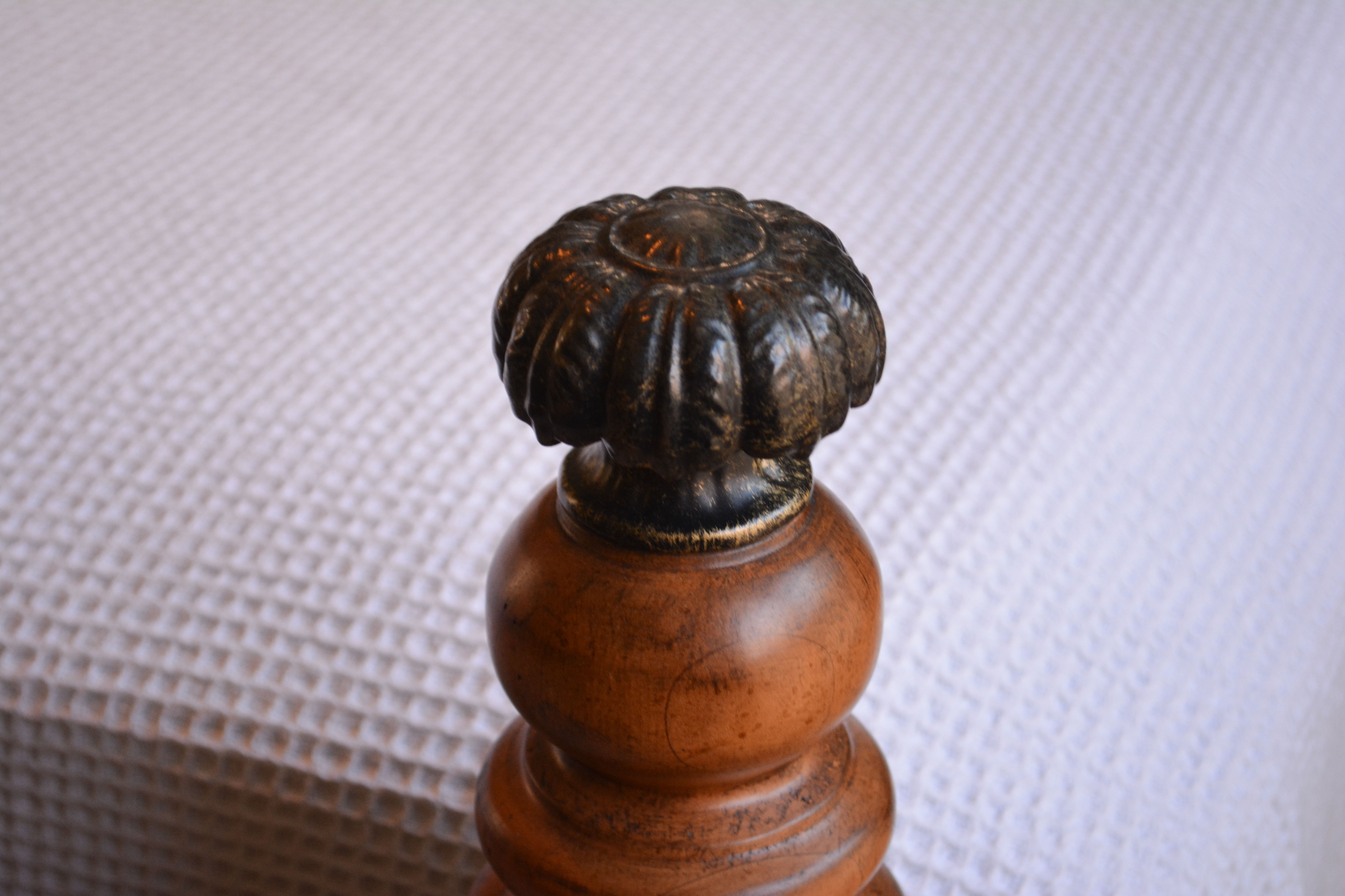 Contemporary Maple and Wrought Iron Queen-Size Bed Frame