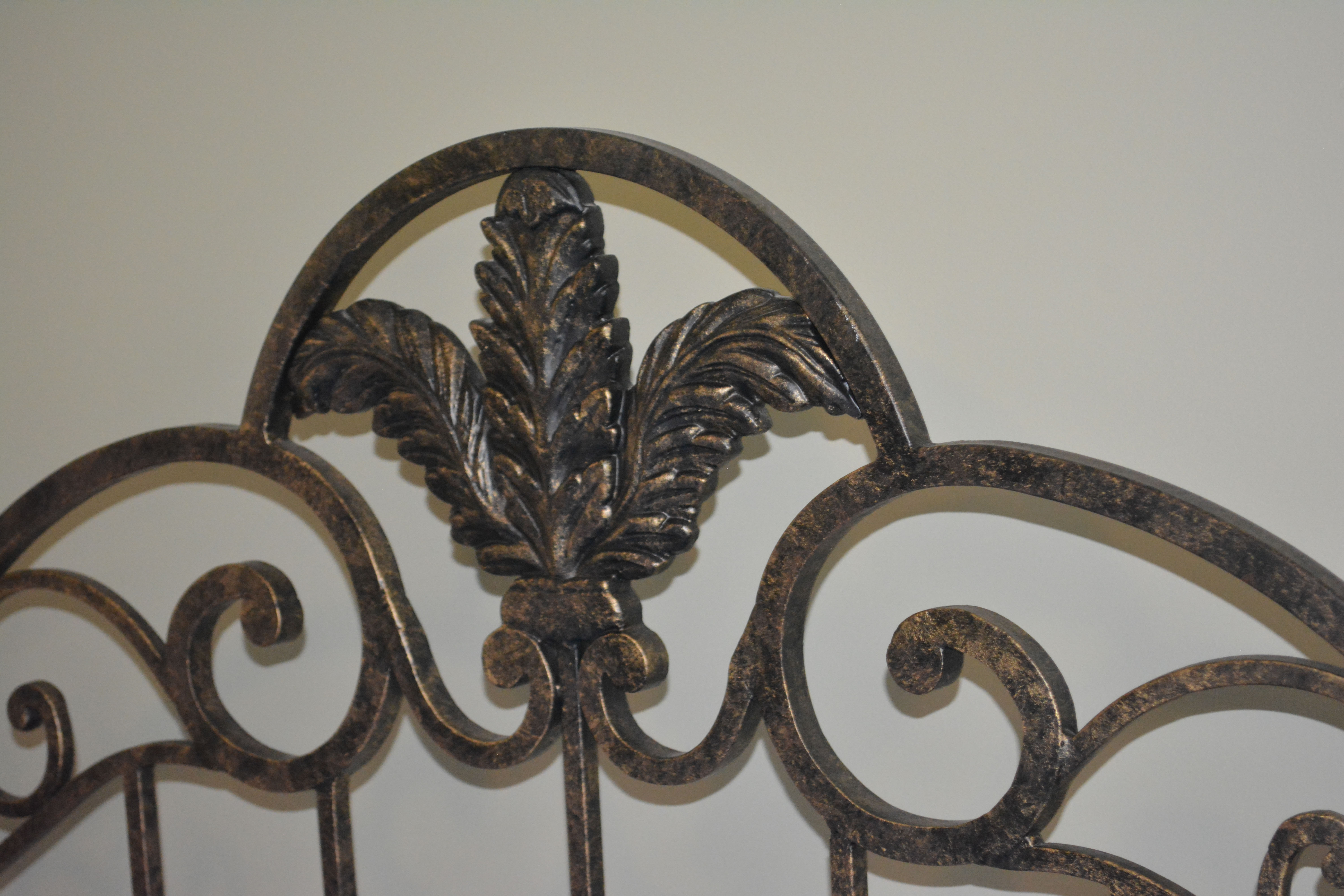 Contemporary Maple and Wrought Iron Queen-Size Bed Frame