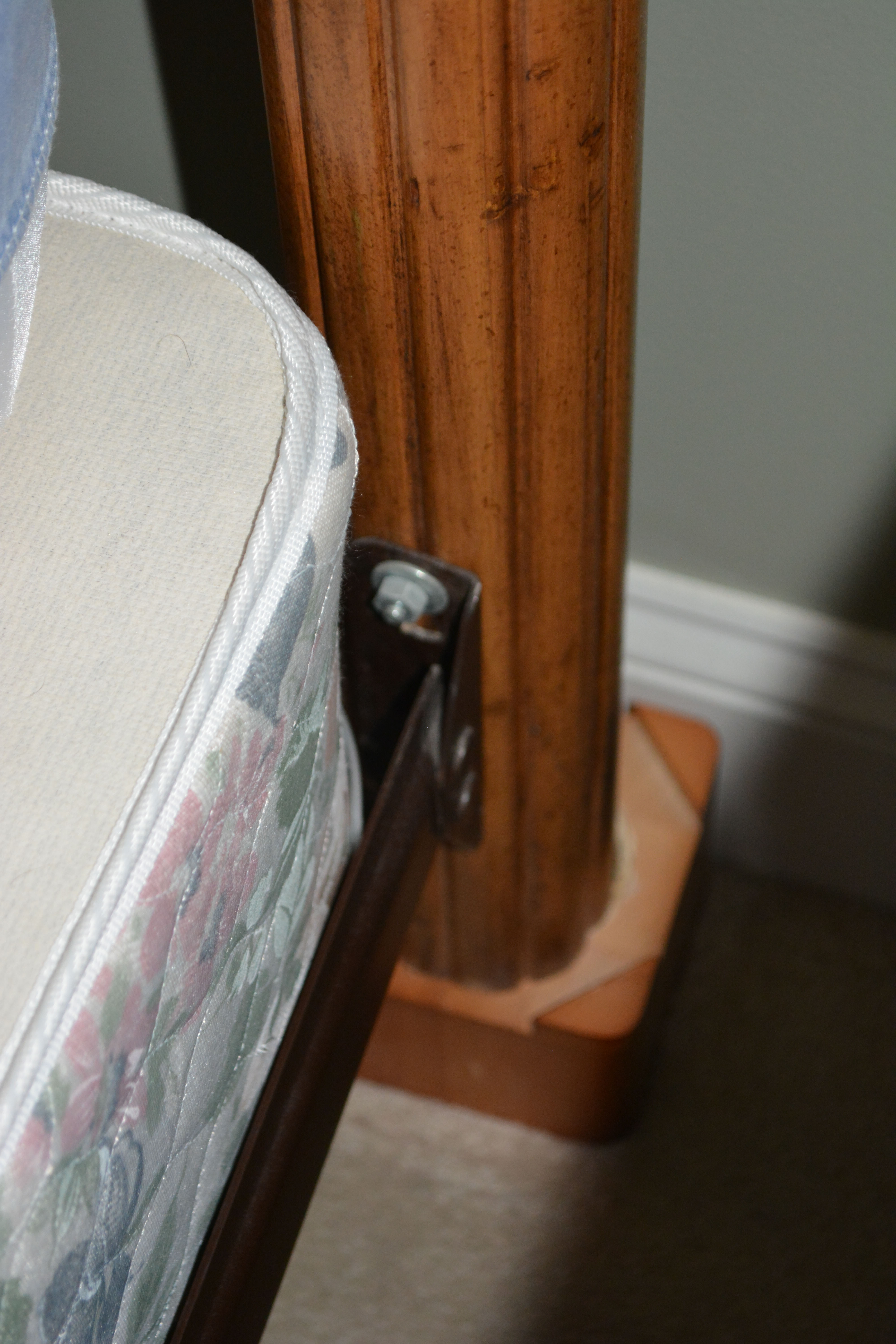 Contemporary Maple and Wrought Iron Queen-Size Bed Frame