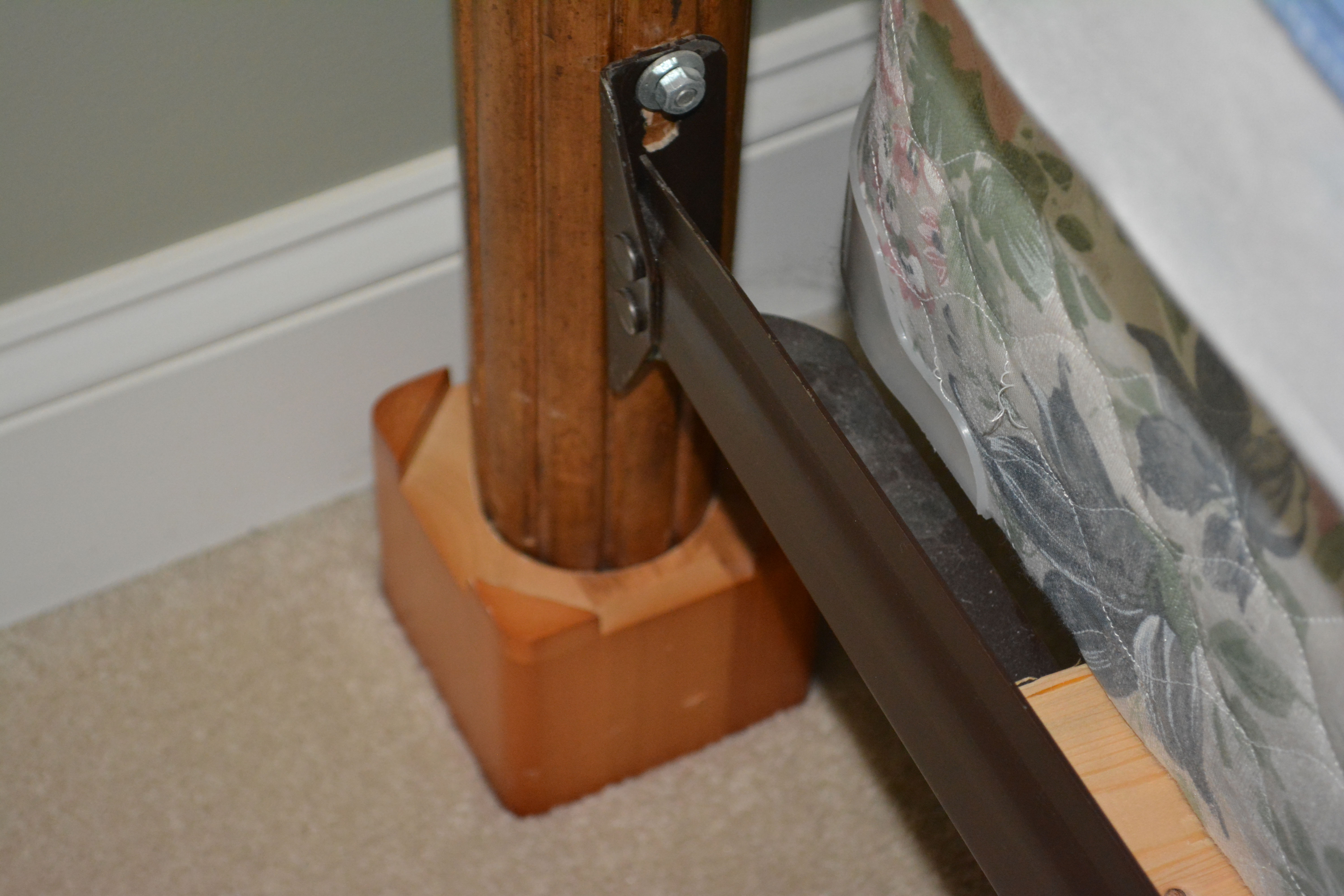 Contemporary Maple and Wrought Iron Queen-Size Bed Frame