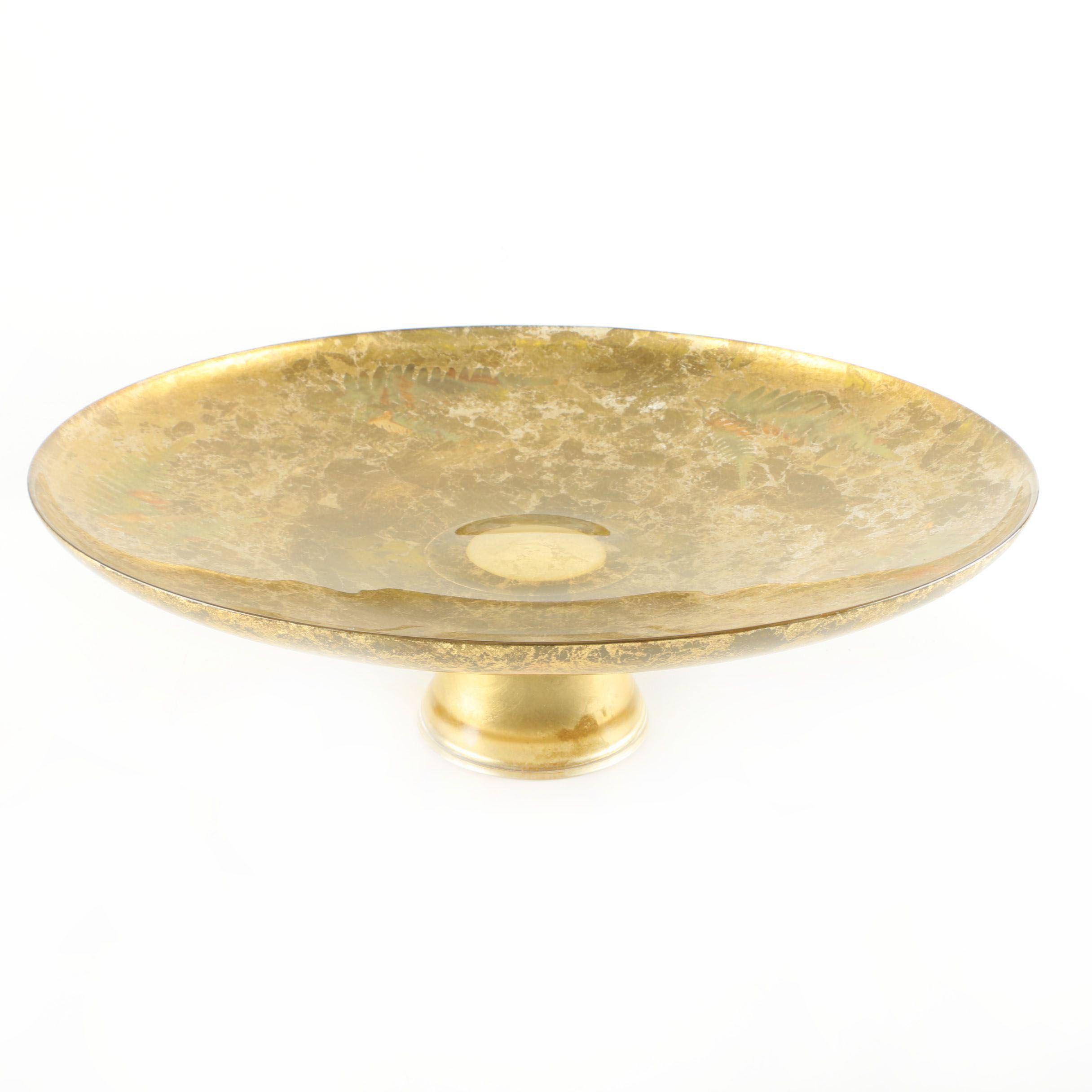 Pedestal Leaf Design Glass Centerpiece