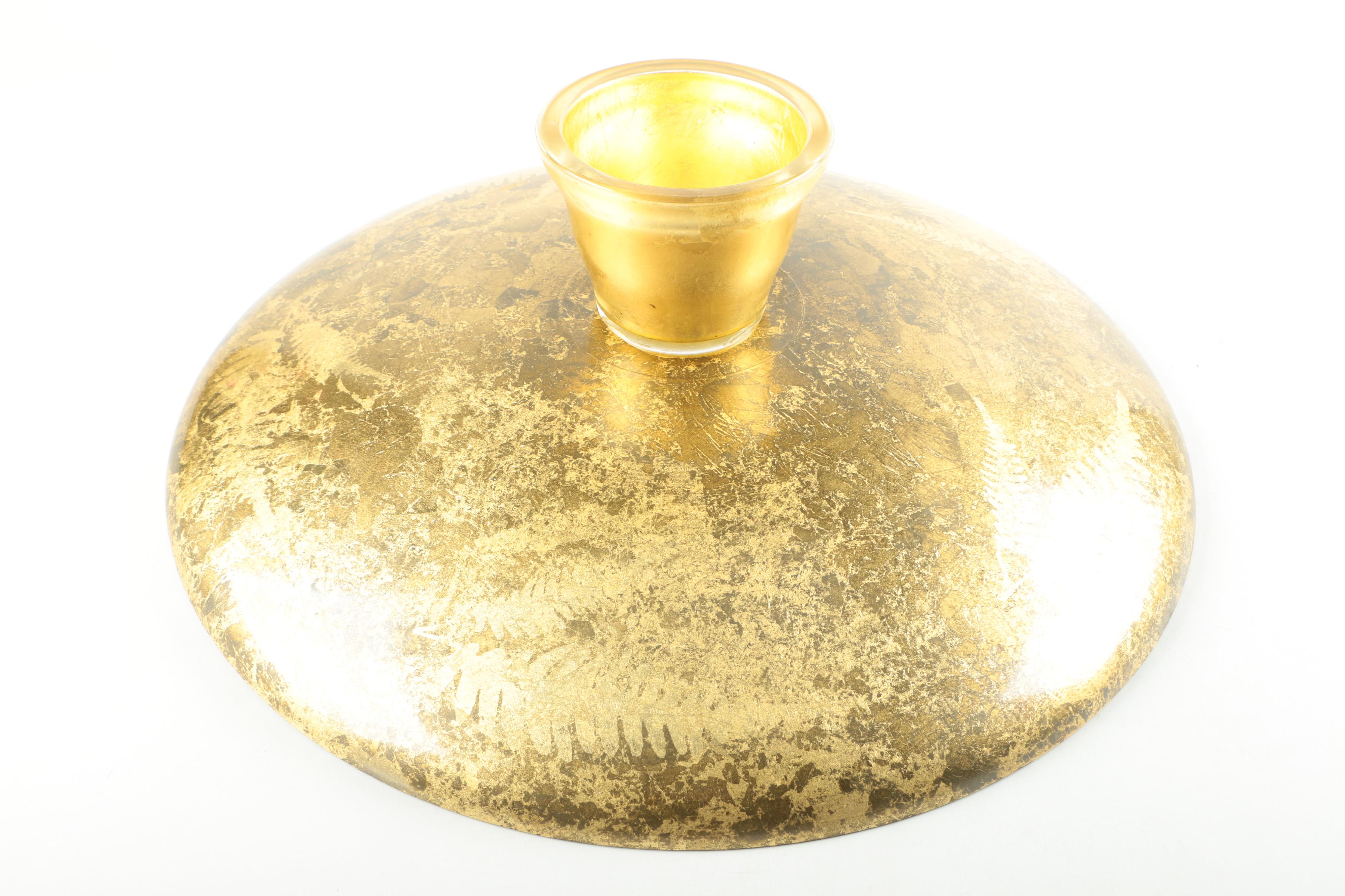 Pedestal Leaf Design Glass Centerpiece