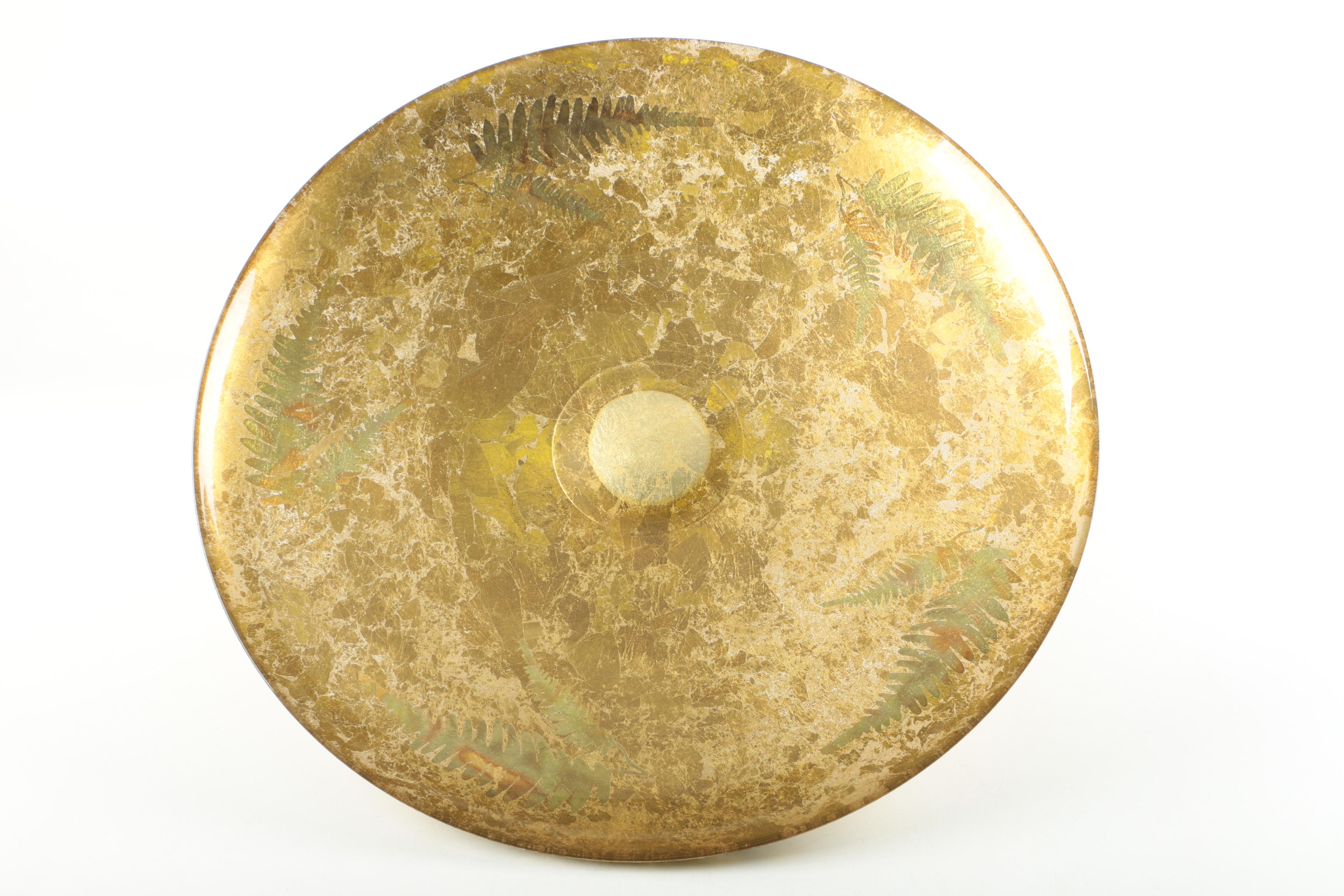 Pedestal Leaf Design Glass Centerpiece