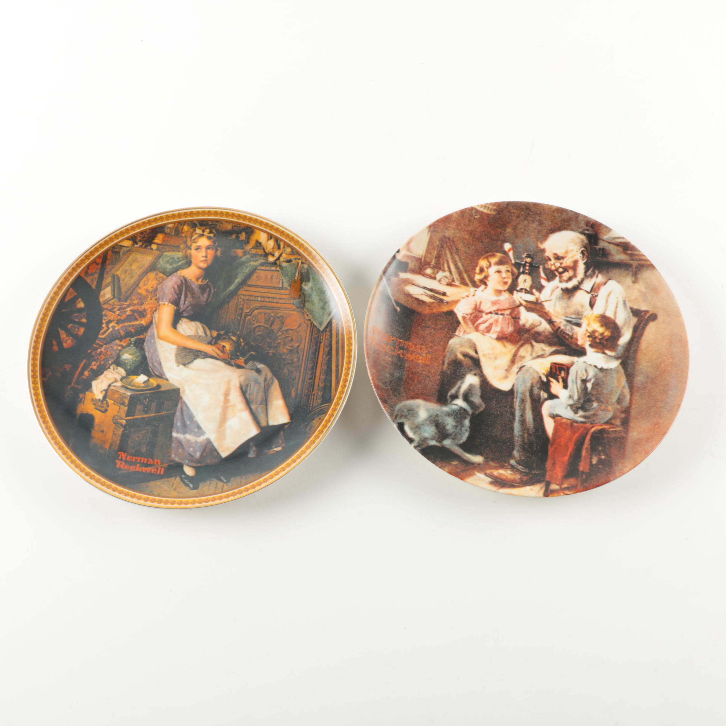 Pair Knowles Limited Edition Norman Rockwell Plates