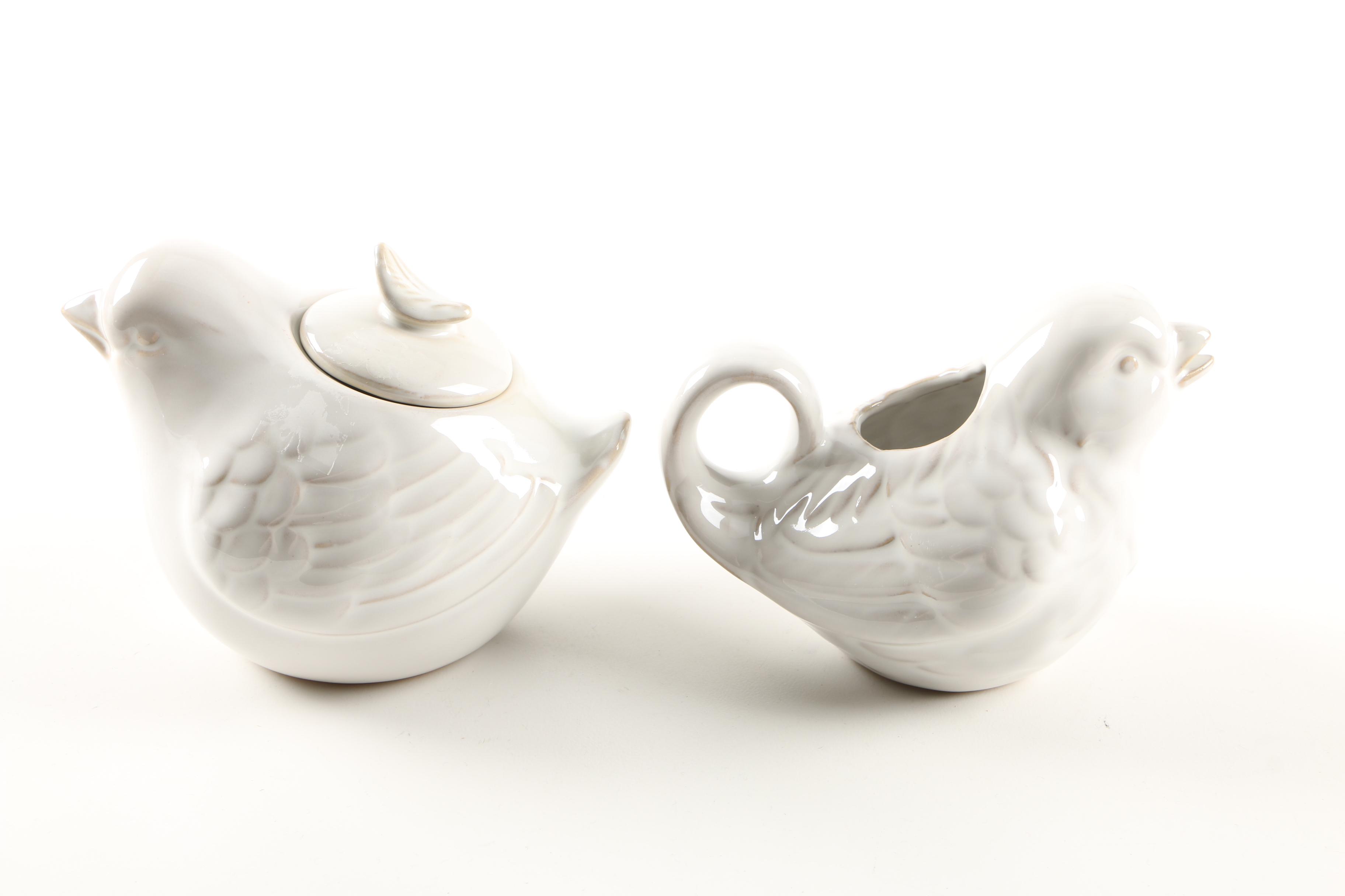 World Market Porcelain Bird Sugar and Creamer Set