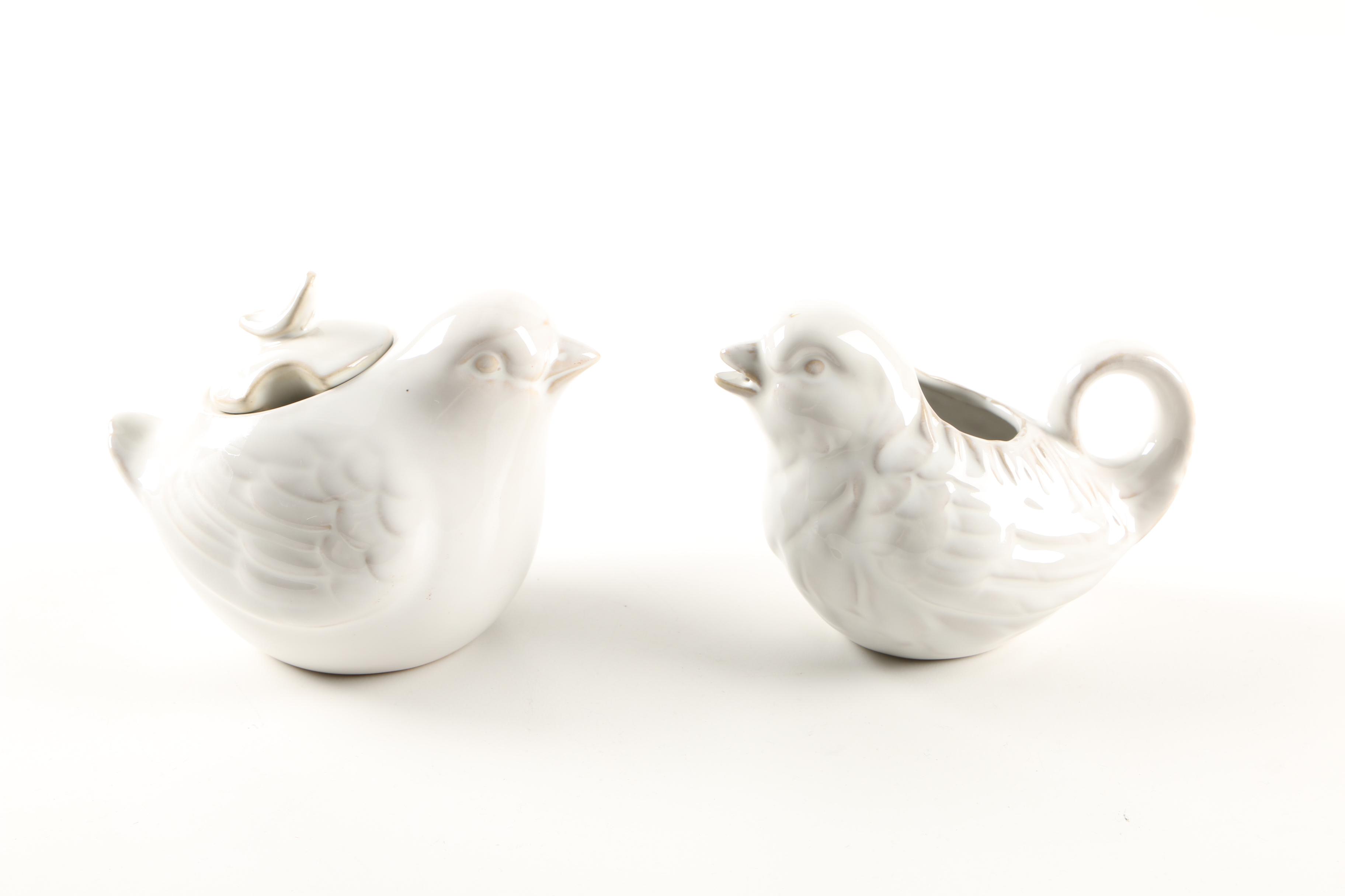 World Market Porcelain Bird Sugar and Creamer Set