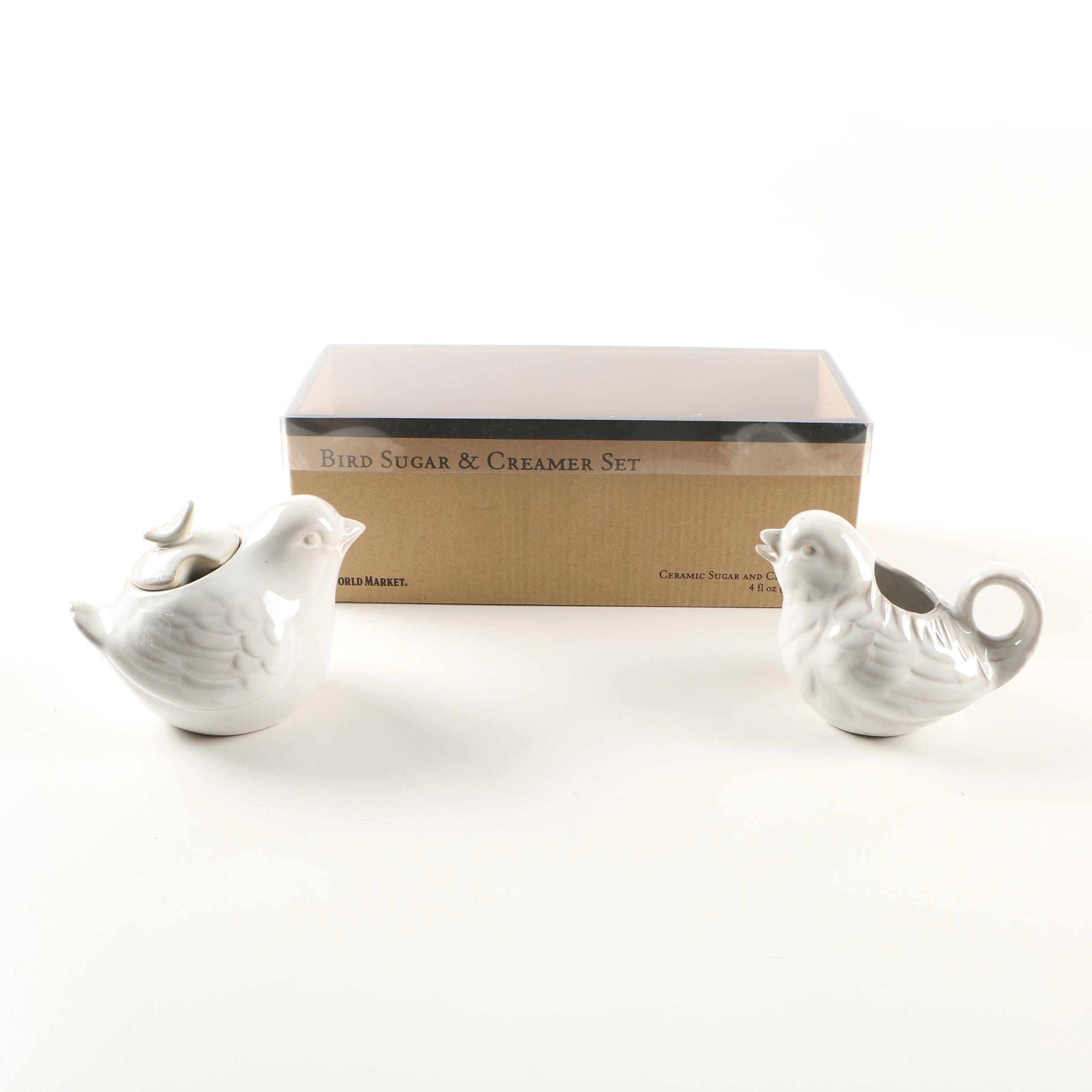 World Market Porcelain Bird Sugar and Creamer Set
